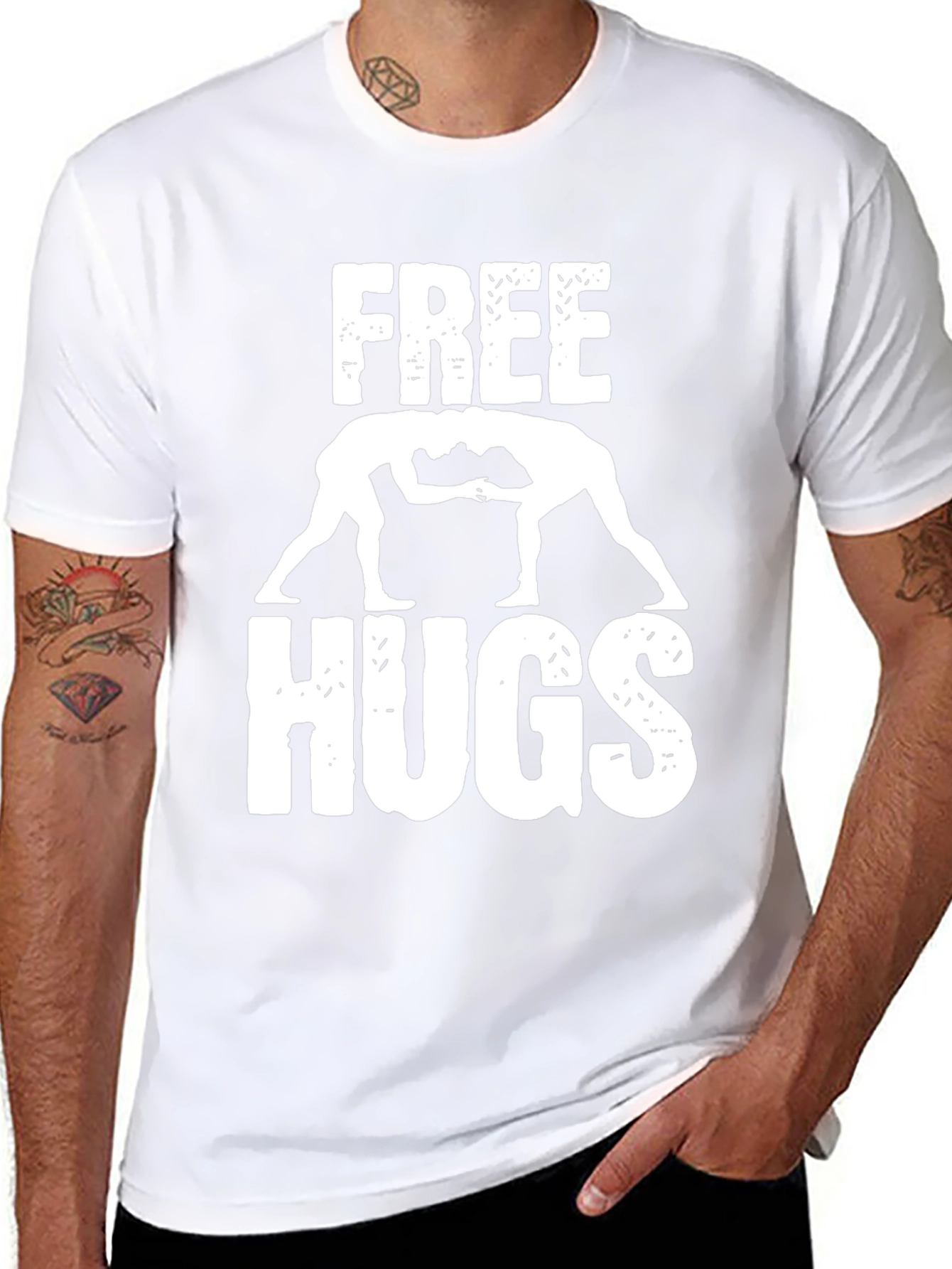 Camiseta Hombre Negra Free Hugs Lucha