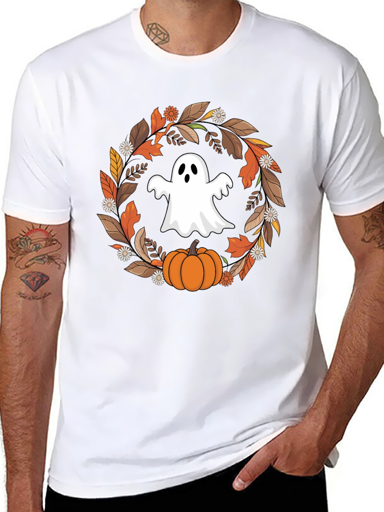 Camiseta Halloween: Fantasma y Calabaza
