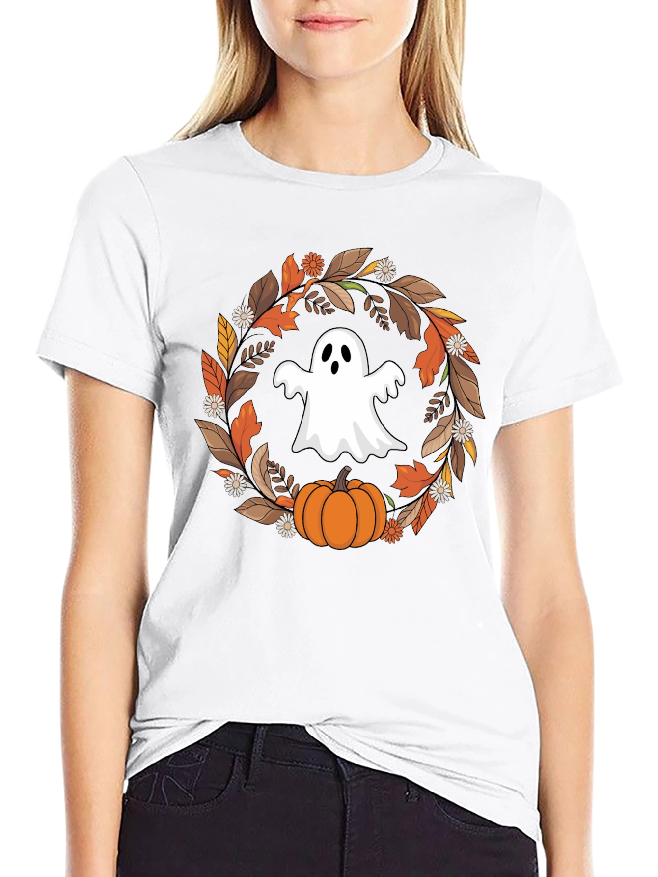 Camiseta Halloween: Fantasma y Calabaza