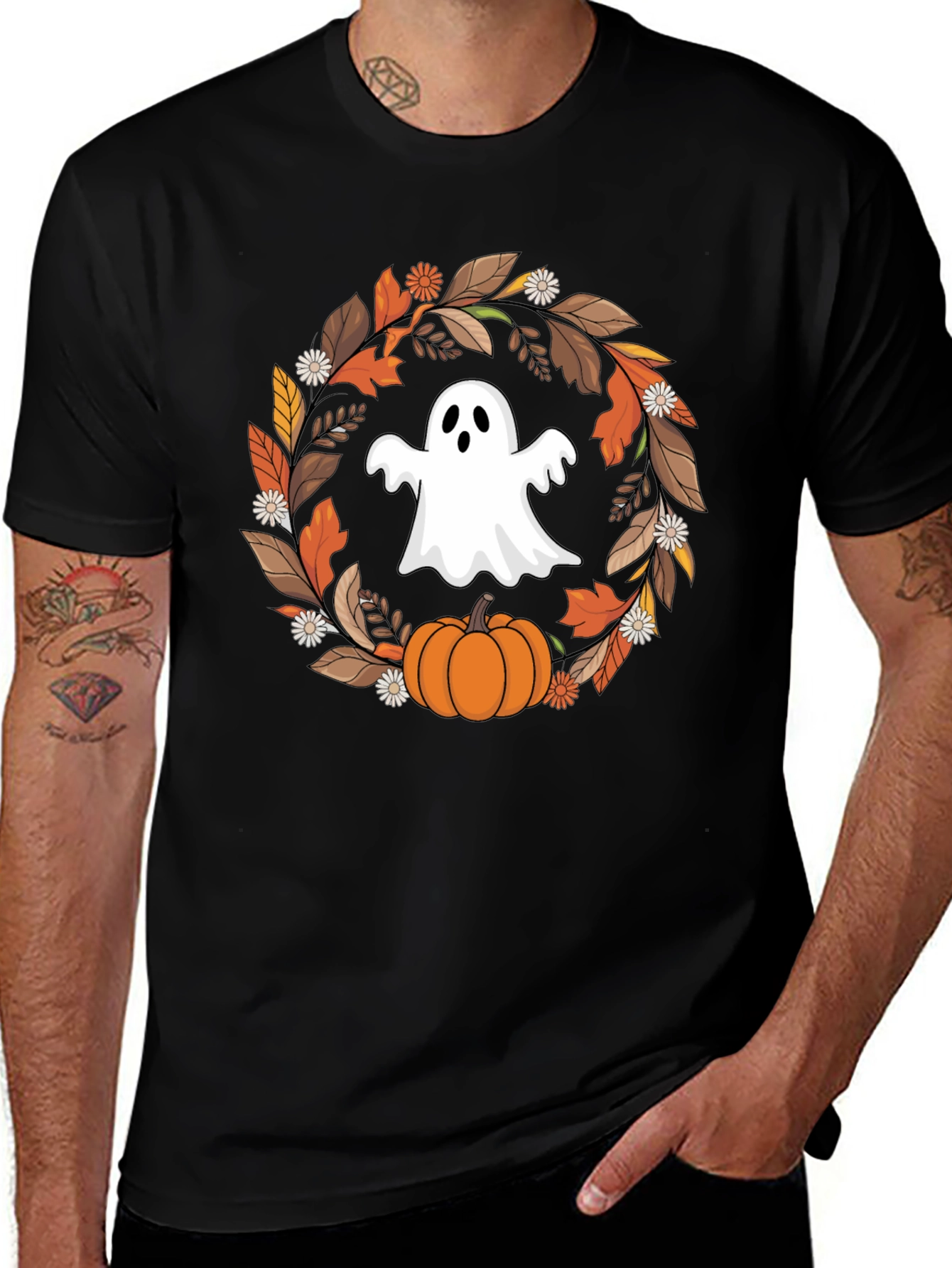 Camiseta Halloween: Fantasma y Calabaza