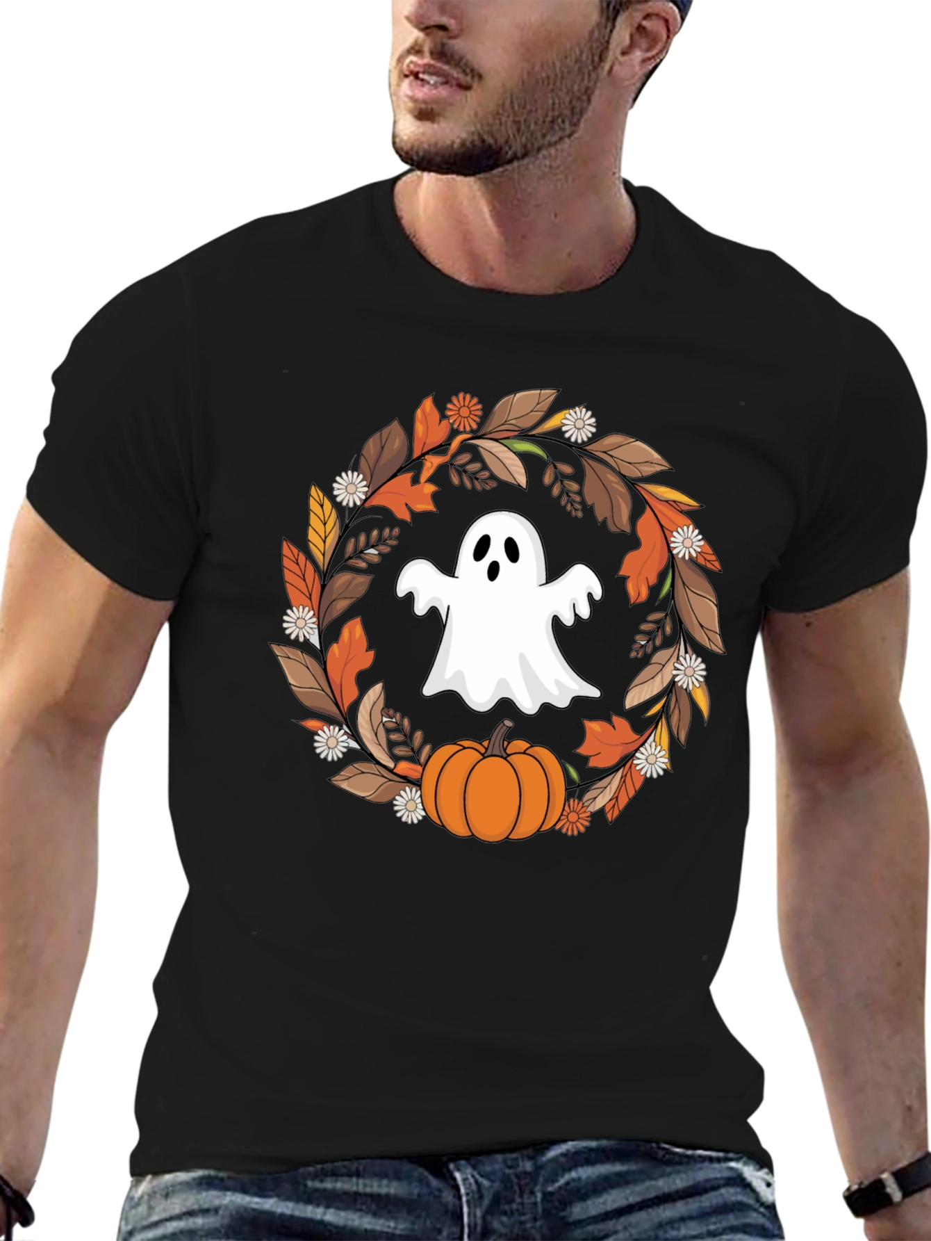 Camiseta Halloween: Fantasma y Calabaza