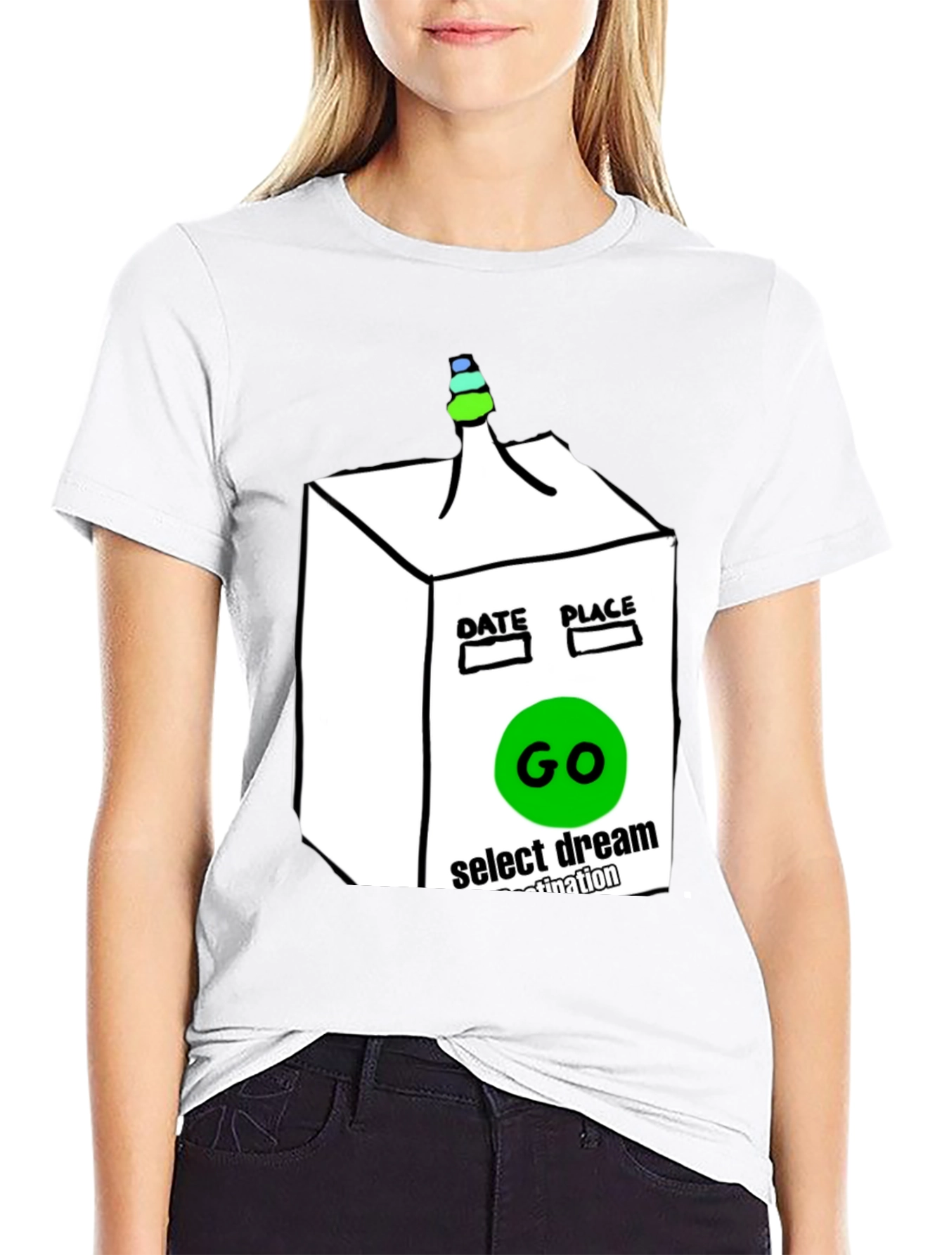 Camiseta Negra Gráfica Go: Destino Soñado