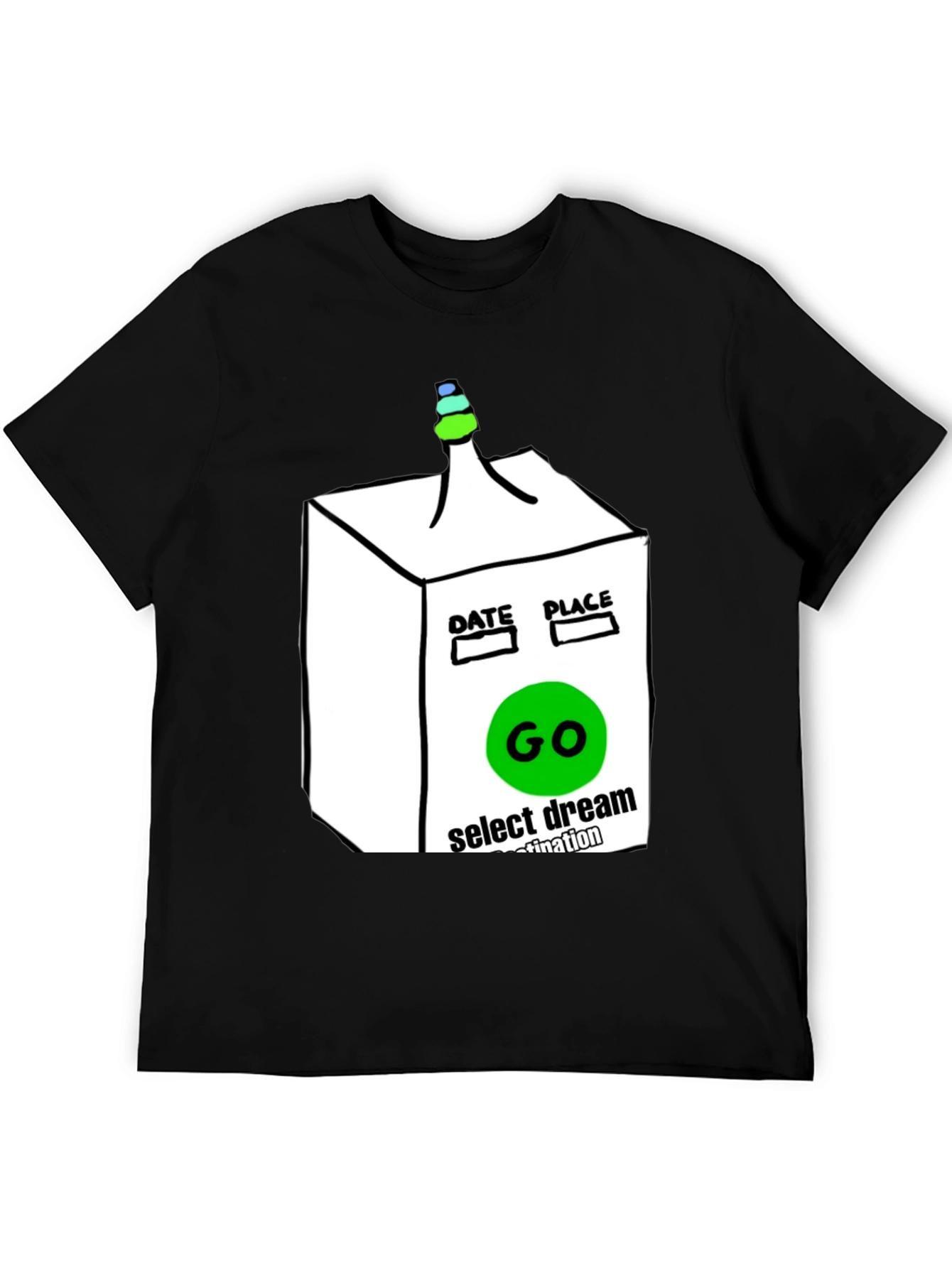 Camiseta Negra Gráfica Go: Destino Soñado