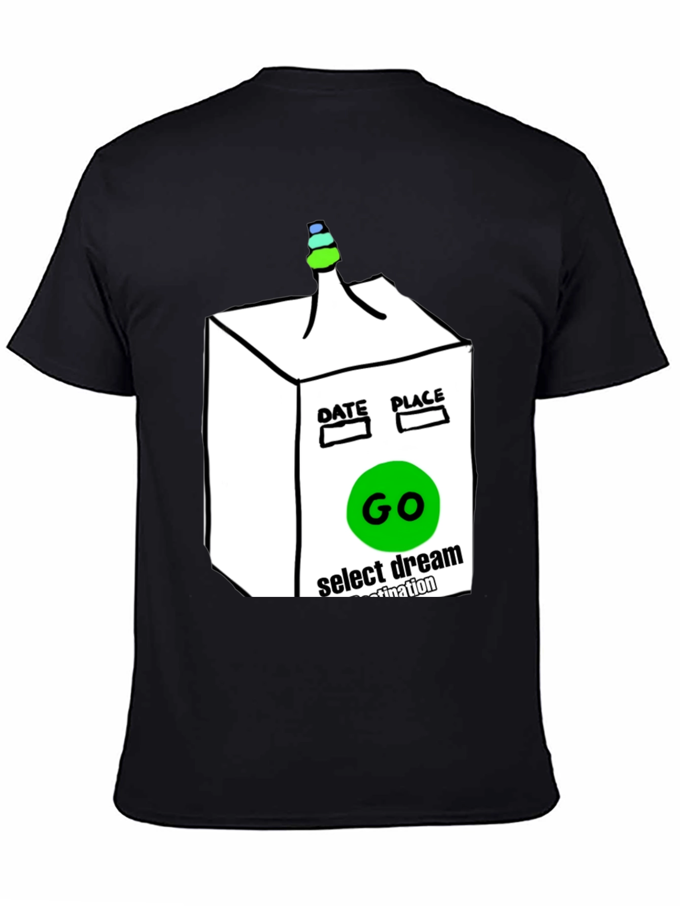 Camiseta Negra Gráfica Go: Destino Soñado