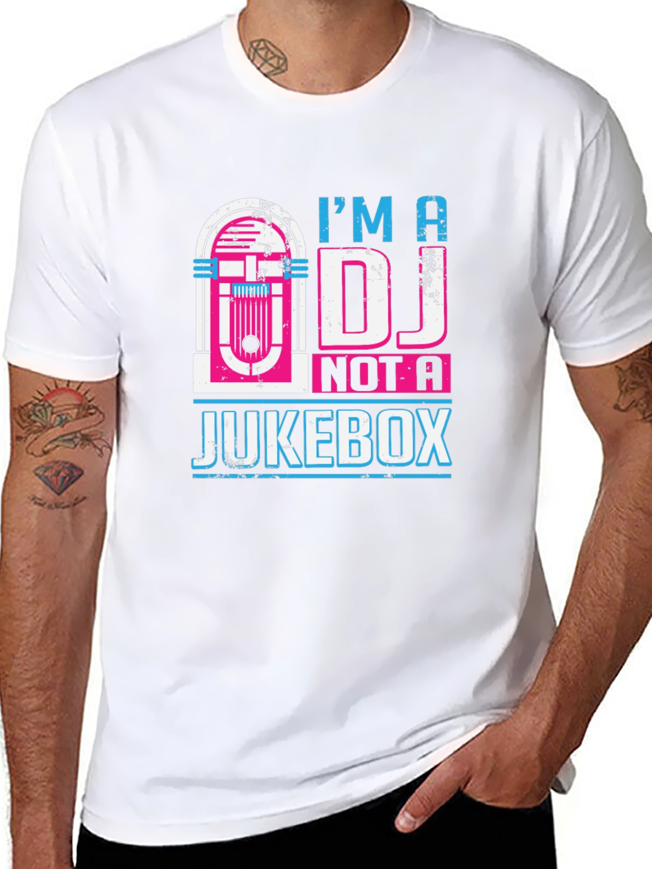 Camiseta Negra: Soy DJ No Jukebox - Diseño Retro