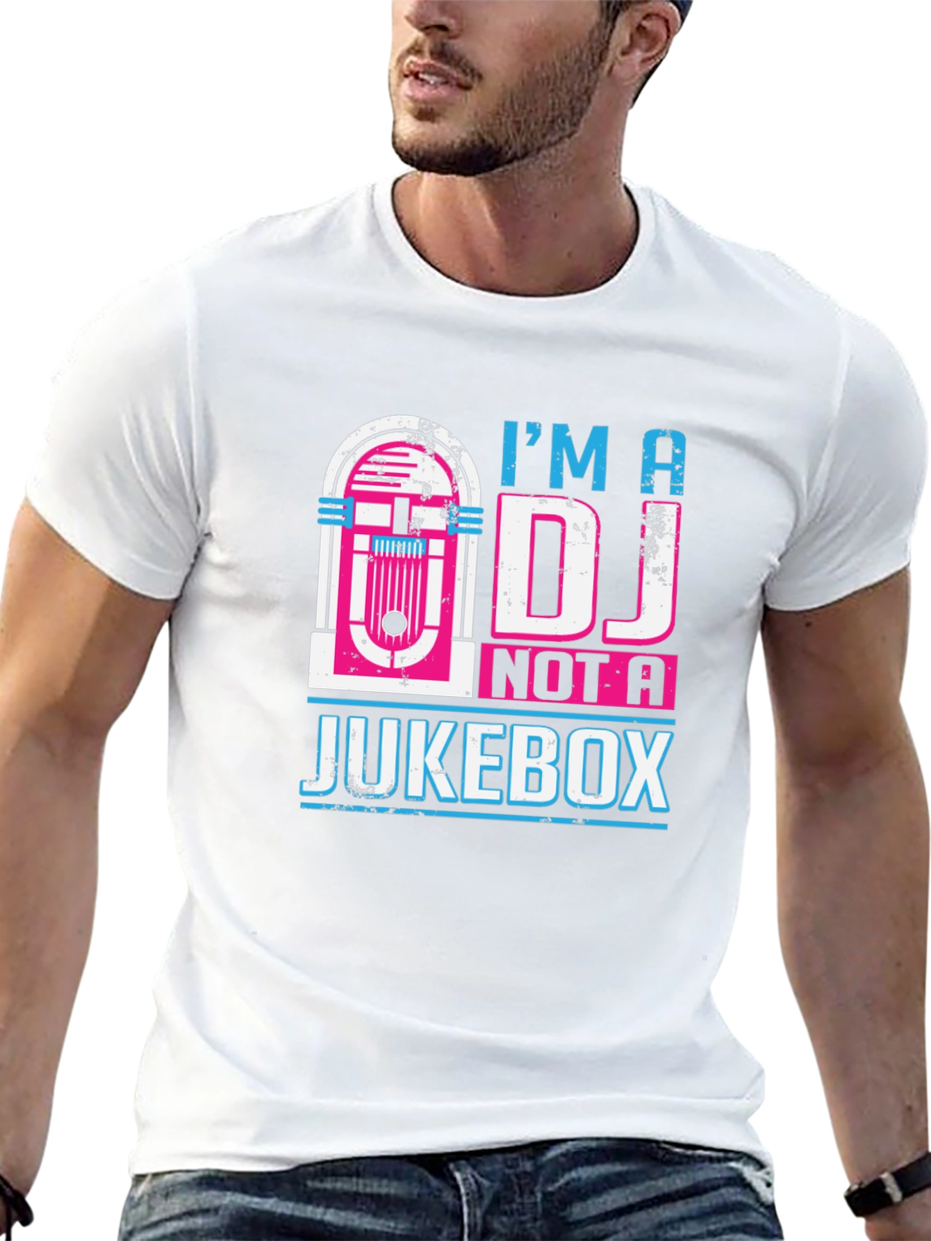 Camiseta Negra: Soy DJ No Jukebox - Diseño Retro