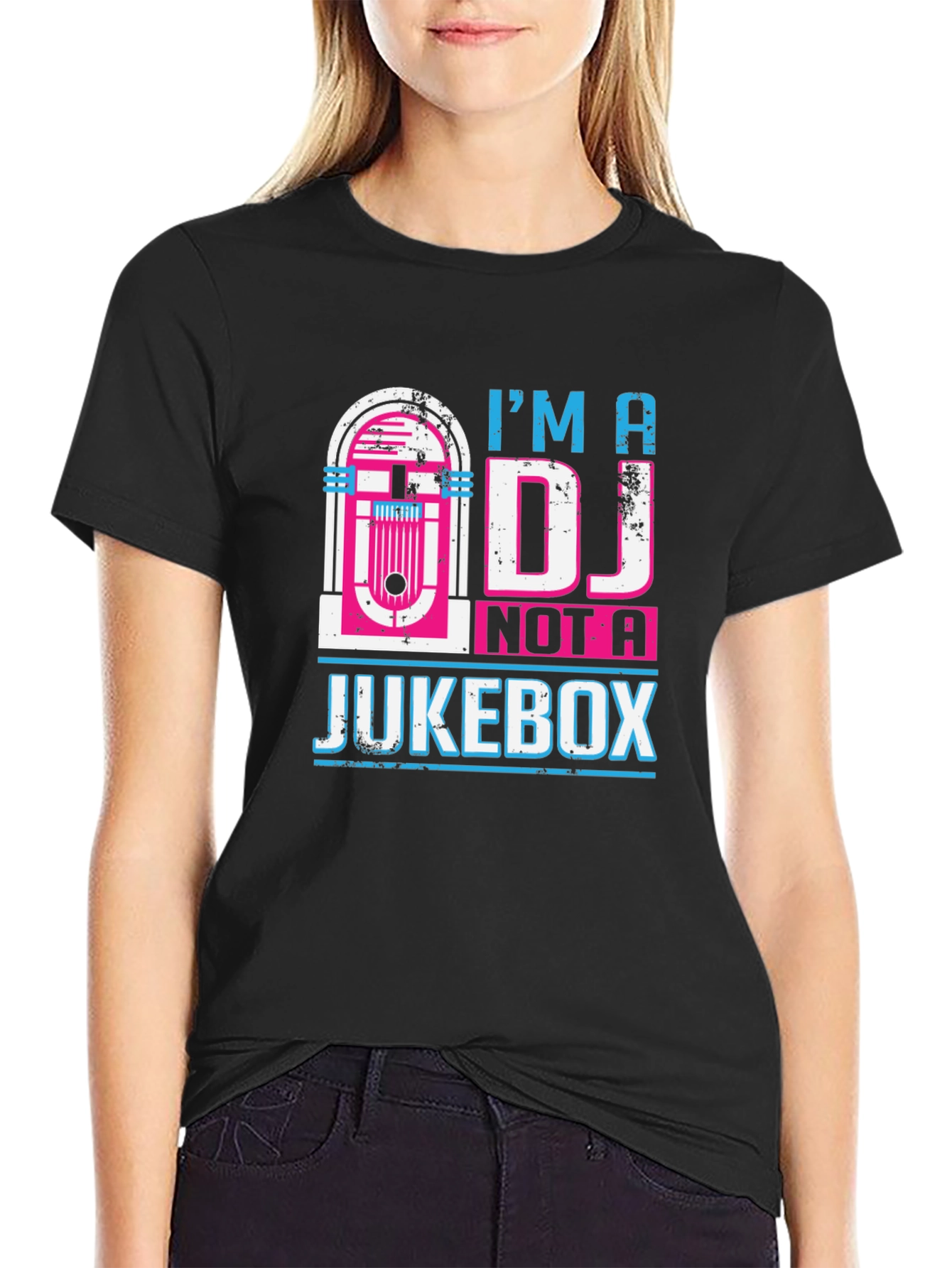 Camiseta Negra: Soy DJ No Jukebox - Diseño Retro