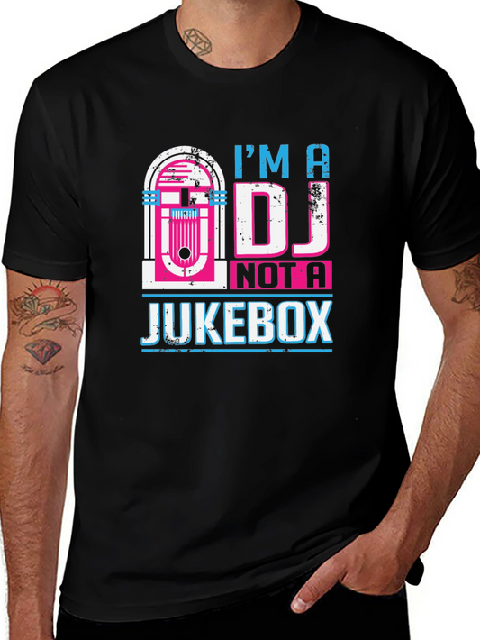 Camiseta Negra: Soy DJ No Jukebox - Diseño Retro