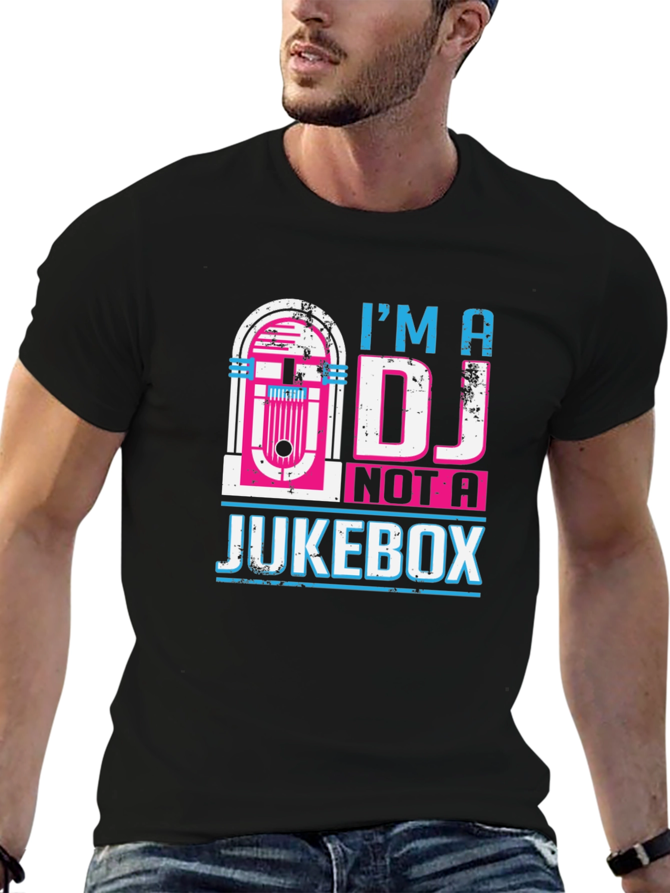 Camiseta Negra: Soy DJ No Jukebox - Diseño Retro