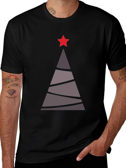 Camiseta Hombre Árbol Navideño Estrella Roja
