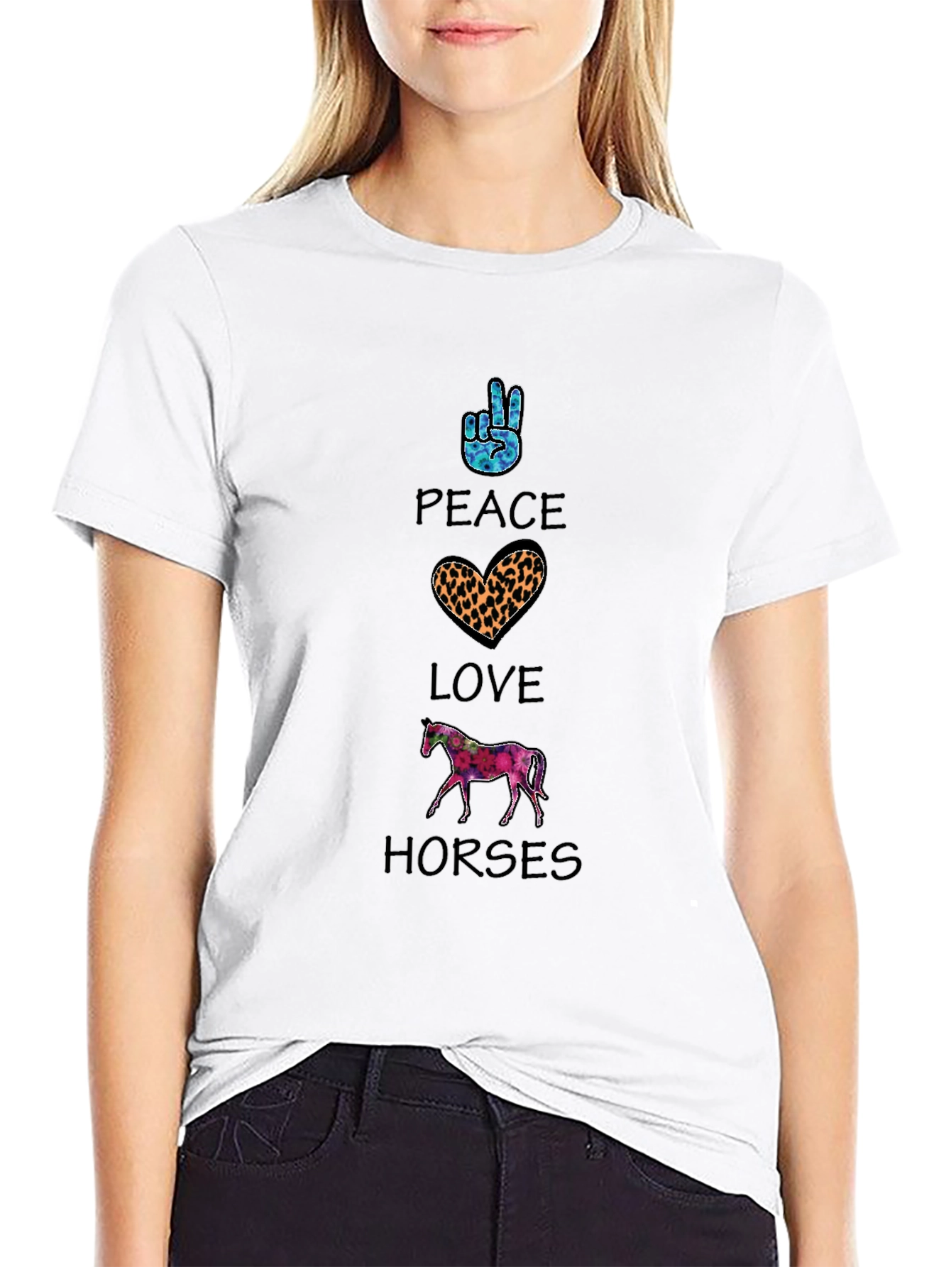Camiseta Hombre Paz Amor Caballos Estampada