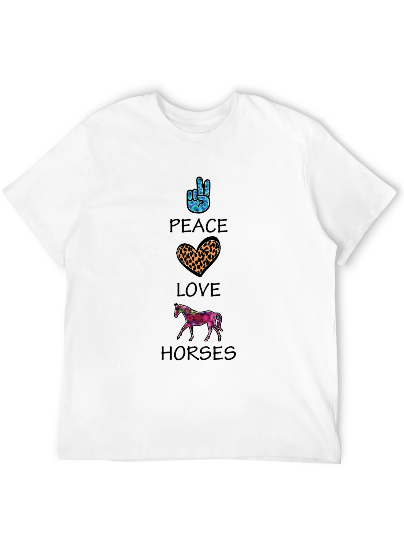 Camiseta Hombre Paz Amor Caballos Estampada