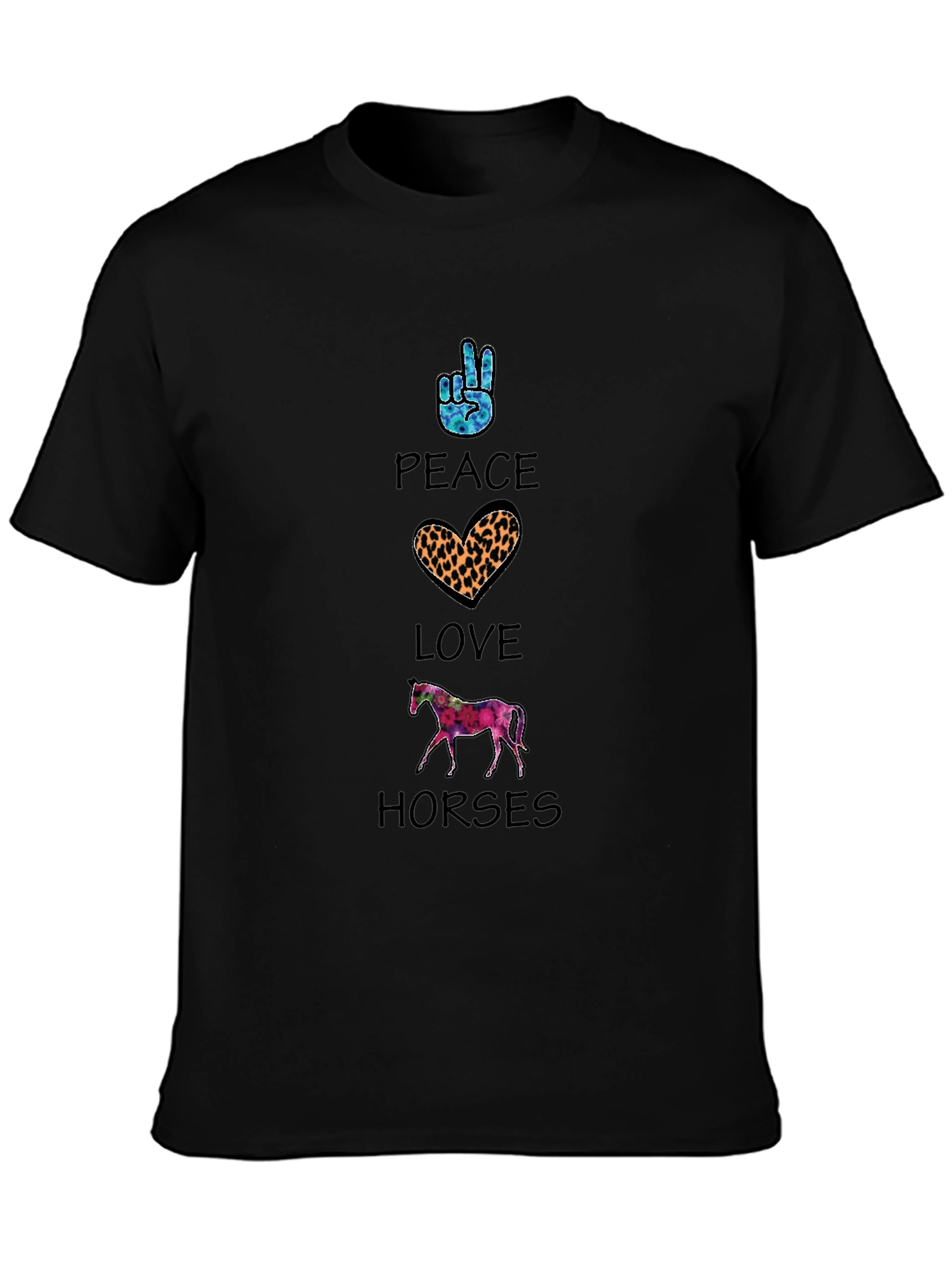 Camiseta Hombre Paz Amor Caballos Estampada