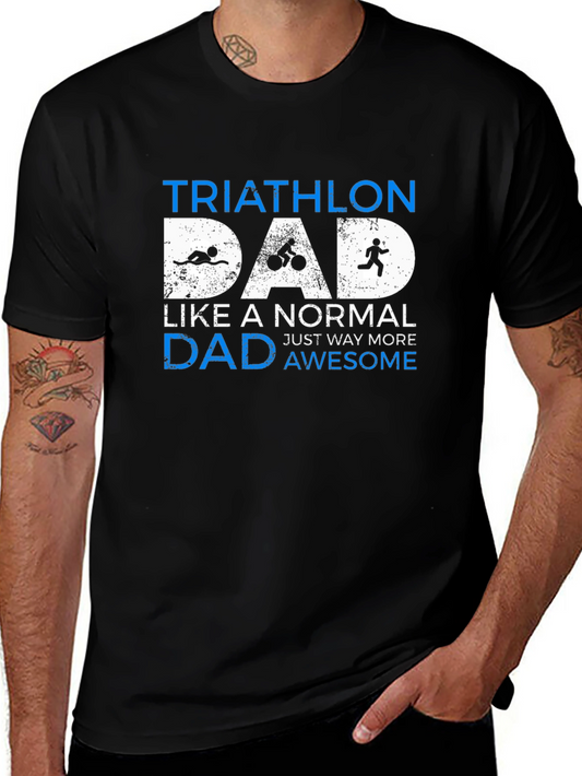 Camiseta Hombre Triatlón Papá - Negra