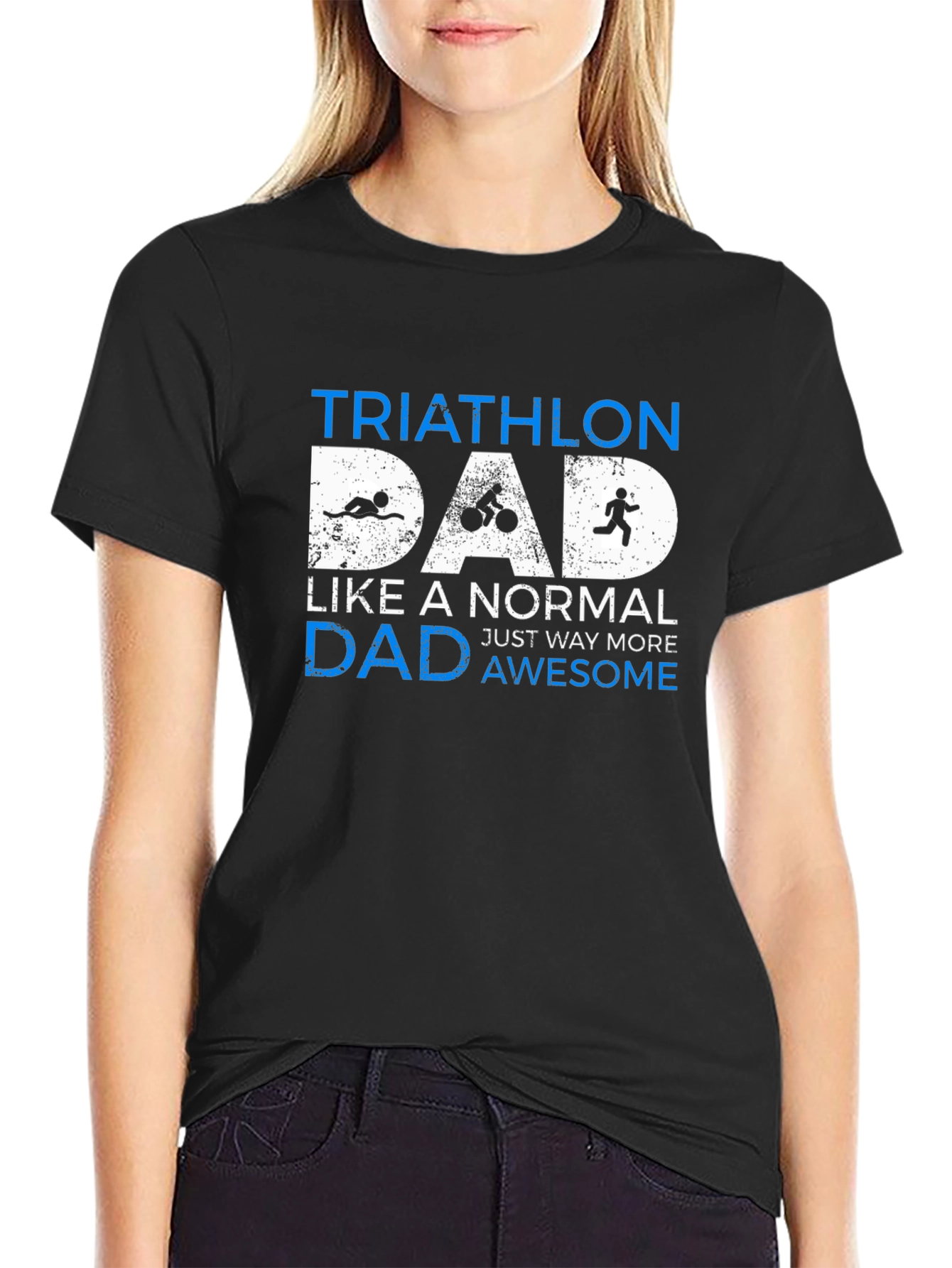 Camiseta Hombre Triatlón Papá - Negra