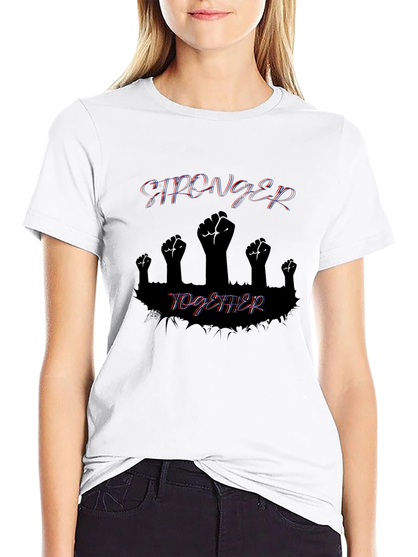 Camiseta Negra Más Fuertes Juntos