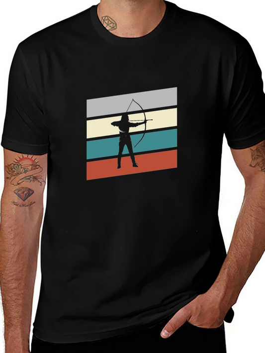 Camiseta Negra Arquero Retro para Hombre
