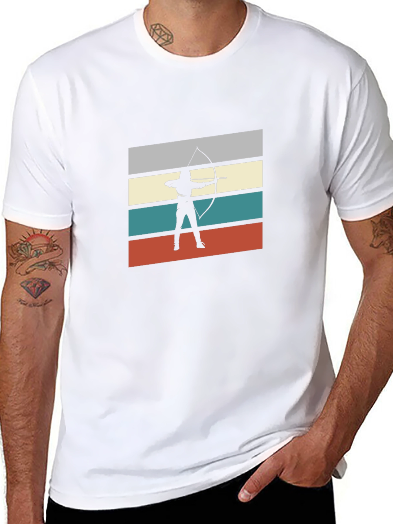 Camiseta Negra Arquero Retro para Hombre