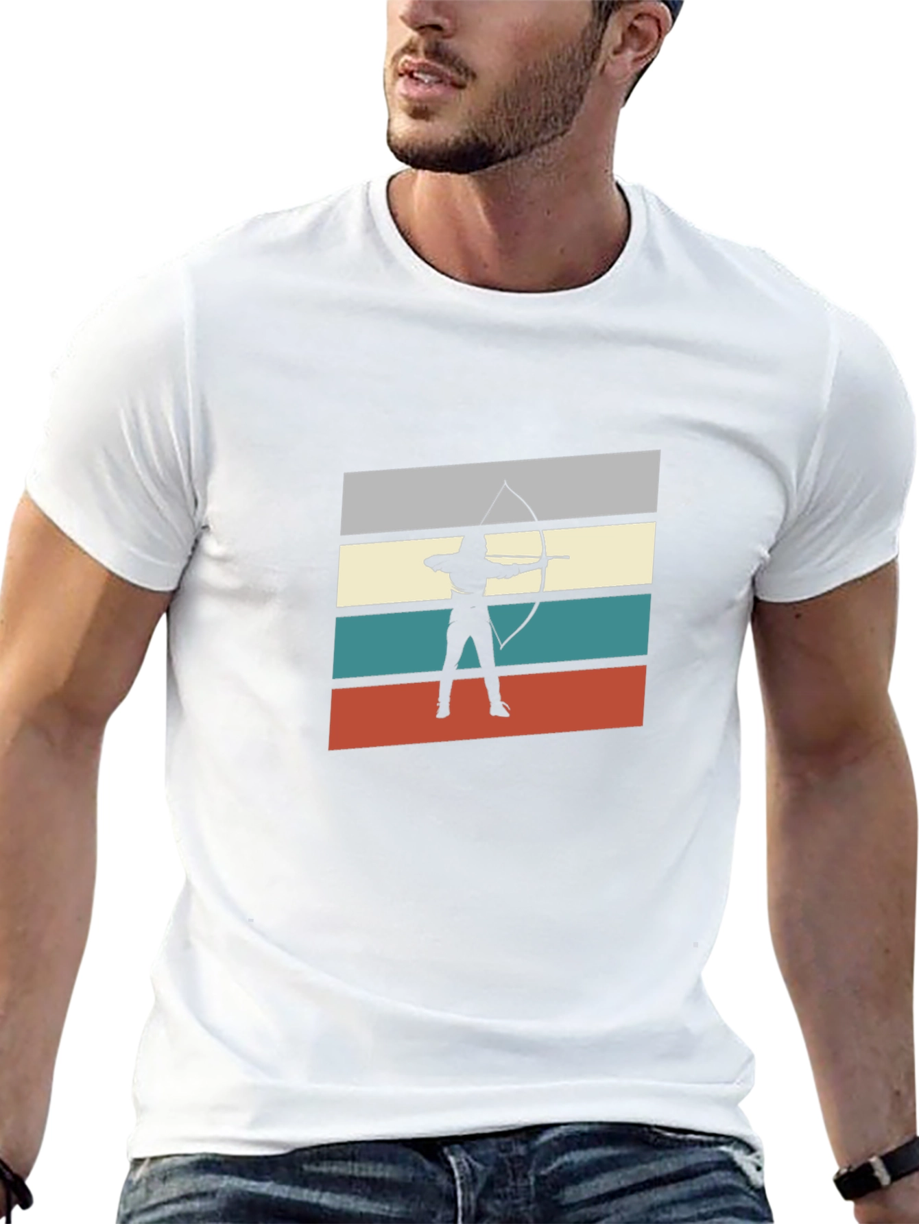 Camiseta Negra Arquero Retro para Hombre