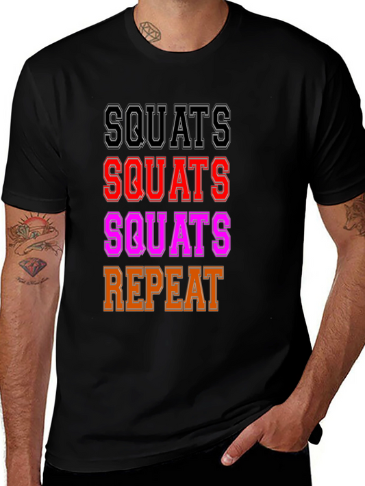 Camiseta Negra Squats Repeat Gym