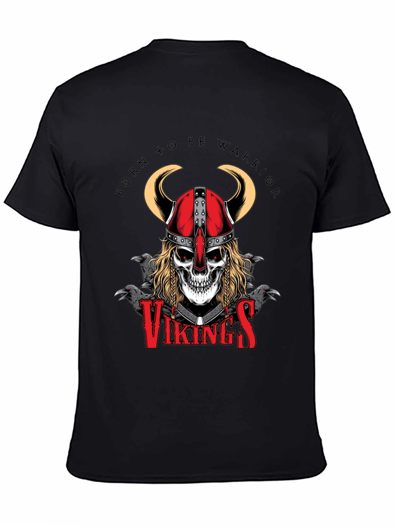 Camiseta Negra Vikingos Cráneo Guerrero