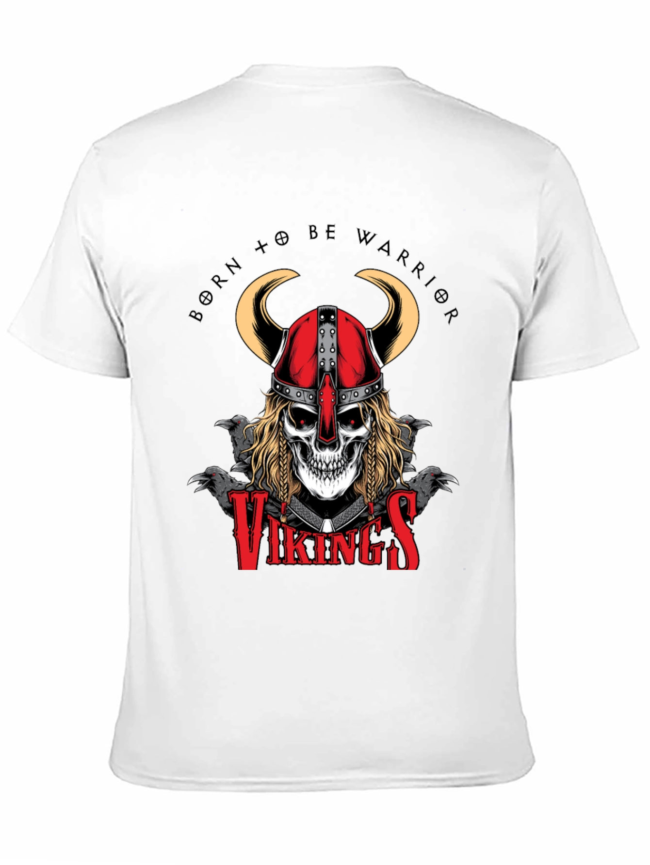 Camiseta Negra Vikingos Cráneo Guerrero