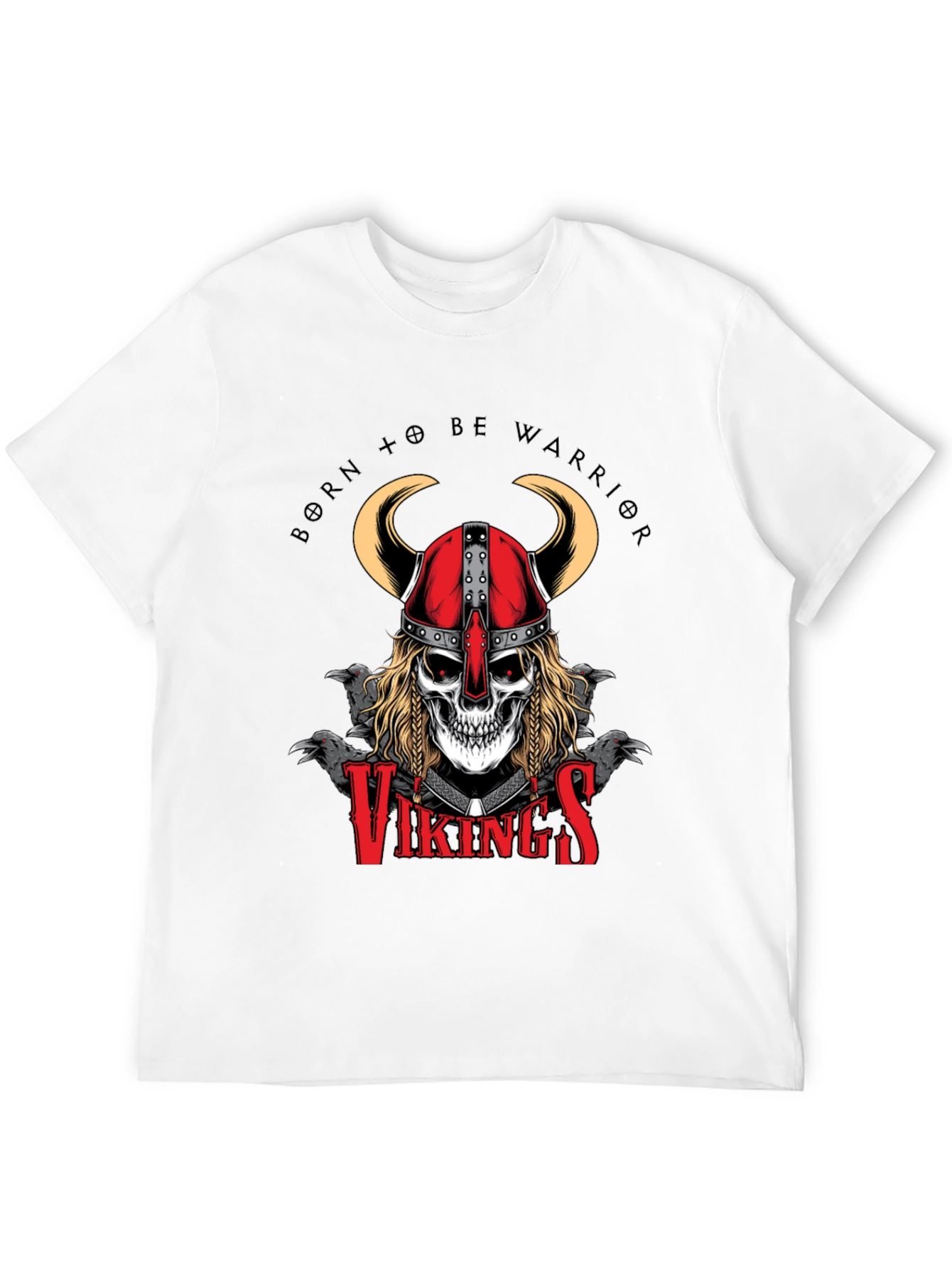 Camiseta Negra Vikingos Cráneo Guerrero