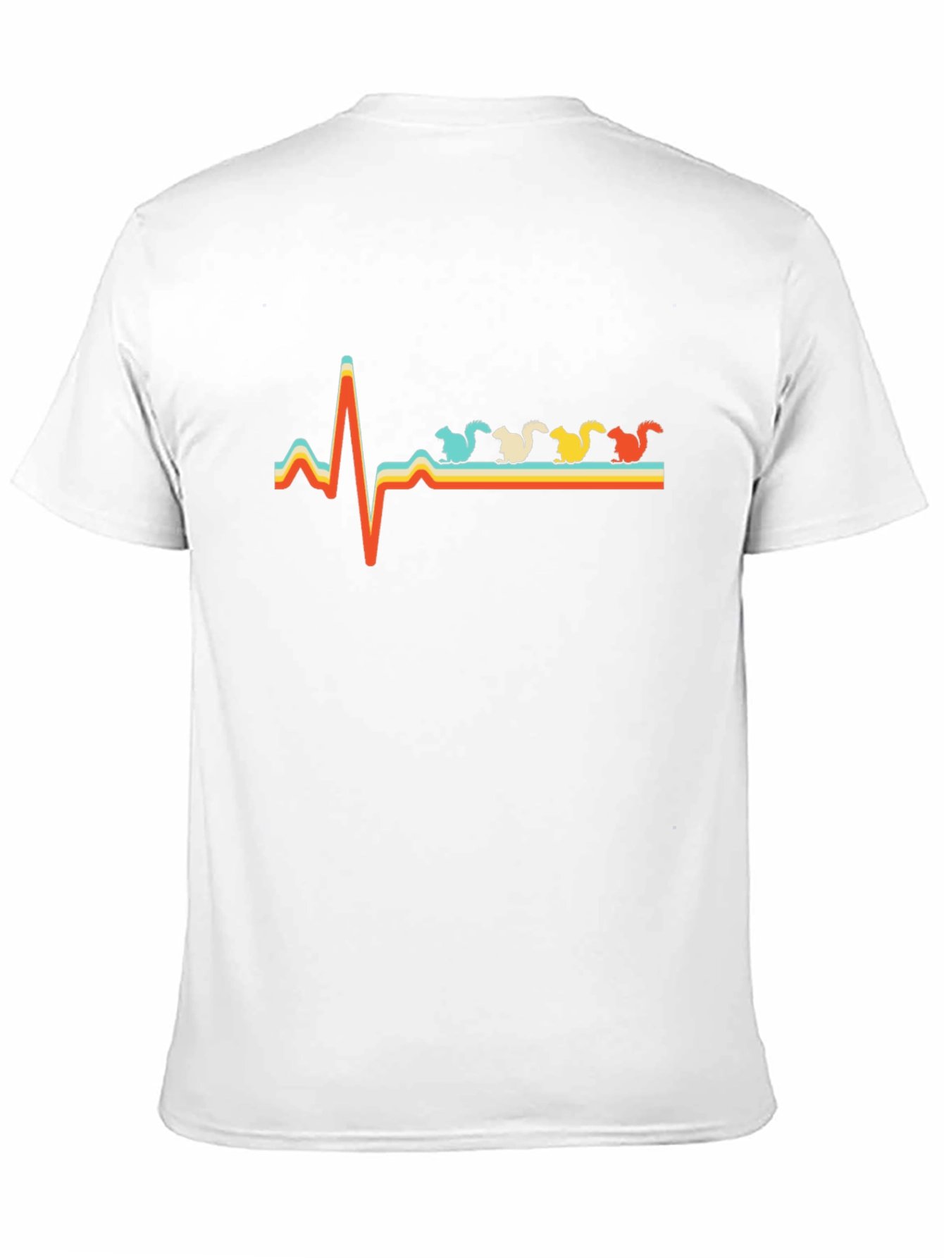 Camiseta Negra Retro con Diseño de Latido de Ardillas