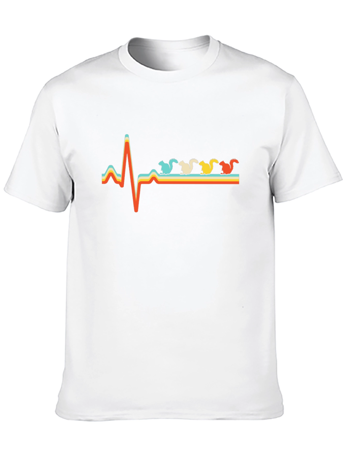 Camiseta Negra Retro con Diseño de Latido de Ardillas