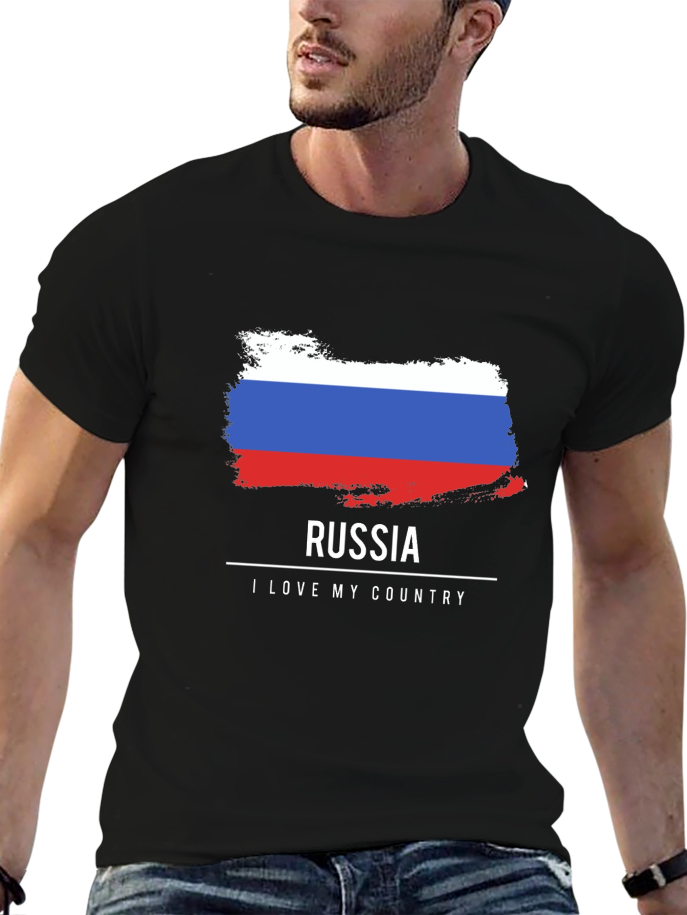 Camiseta Negra Rusia Amo Mi País