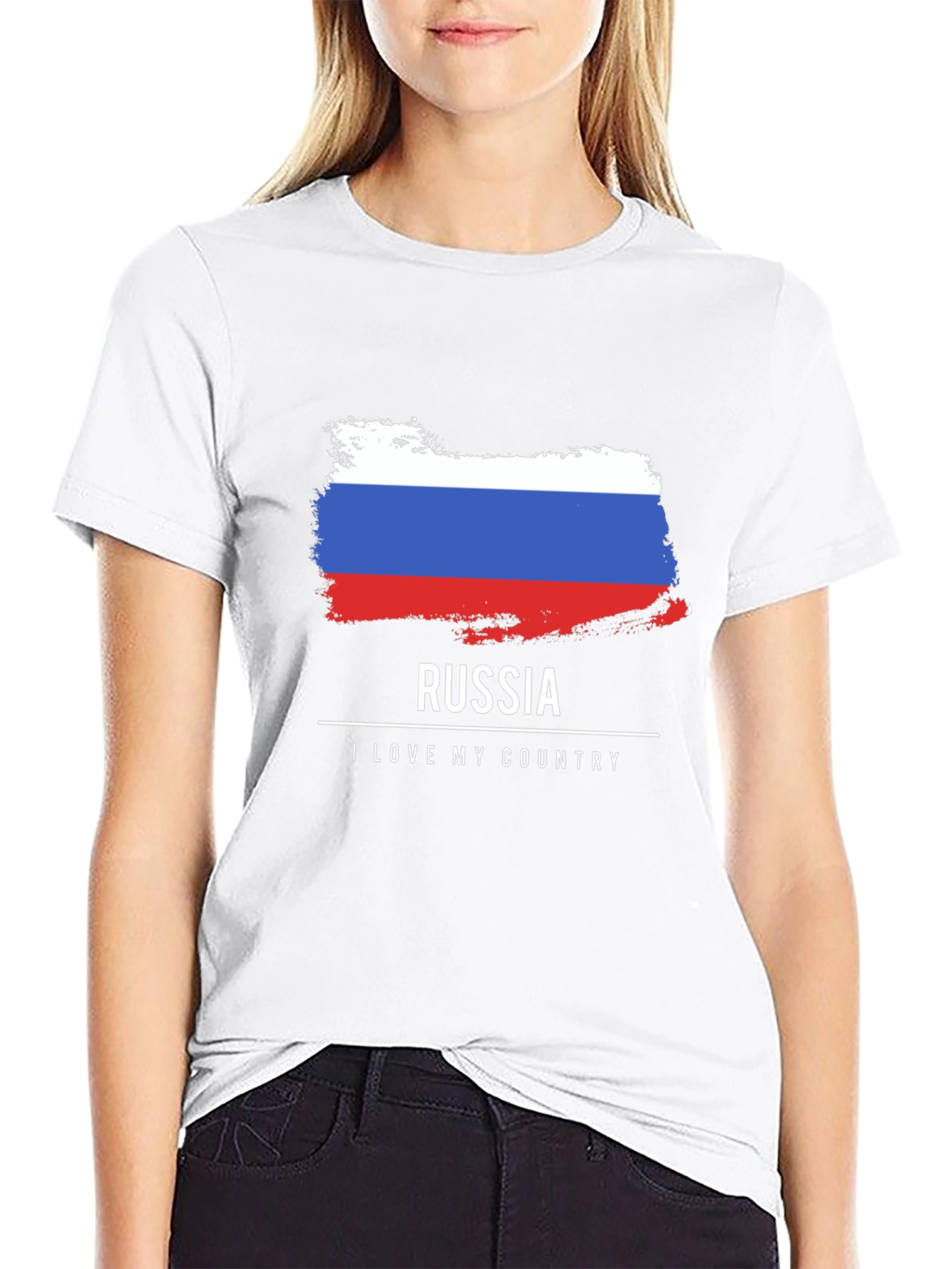 Camiseta Negra Rusia Amo Mi País