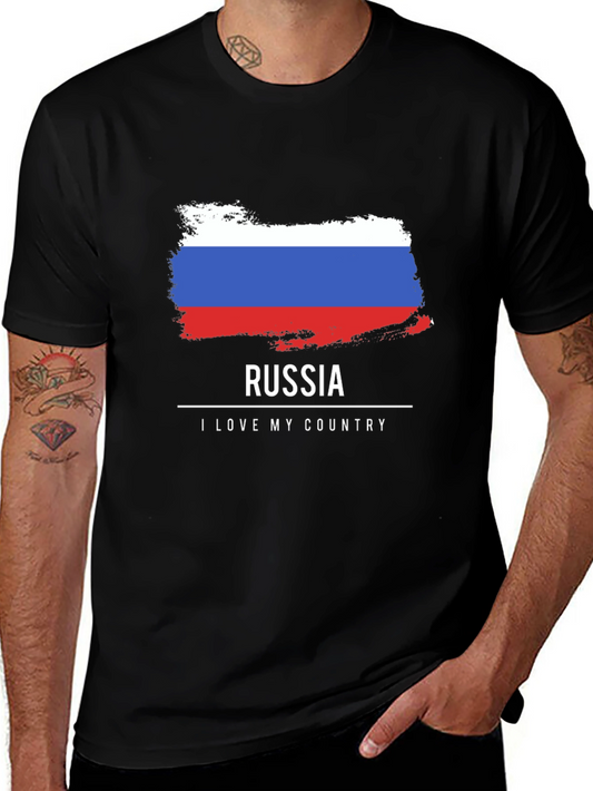Camiseta Negra Rusia Amo Mi País