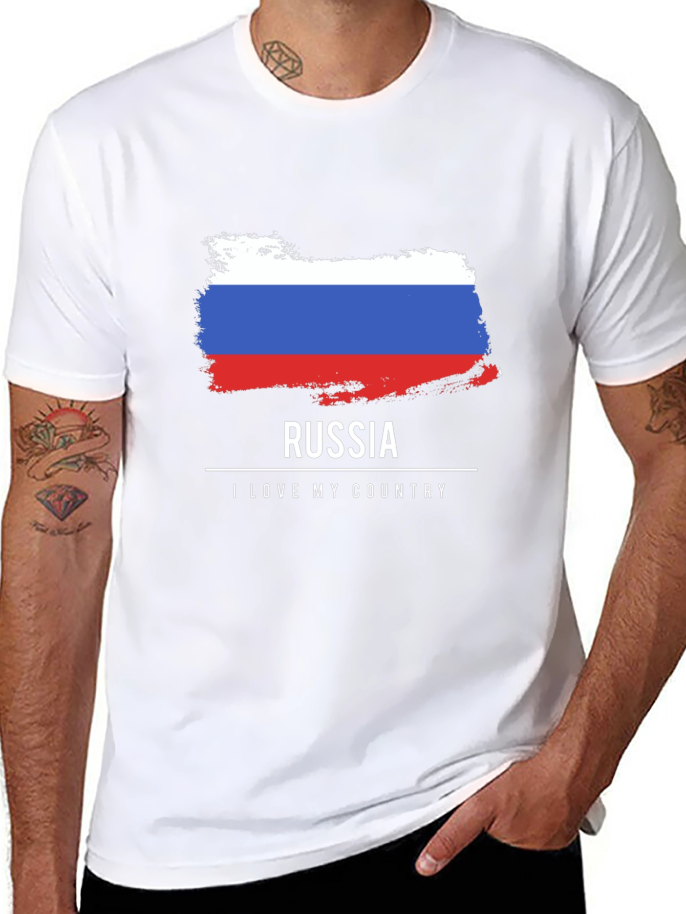 Camiseta Negra Rusia Amo Mi País