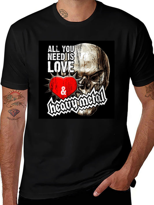 Camiseta Negra Calavera Love & Heavy Metal