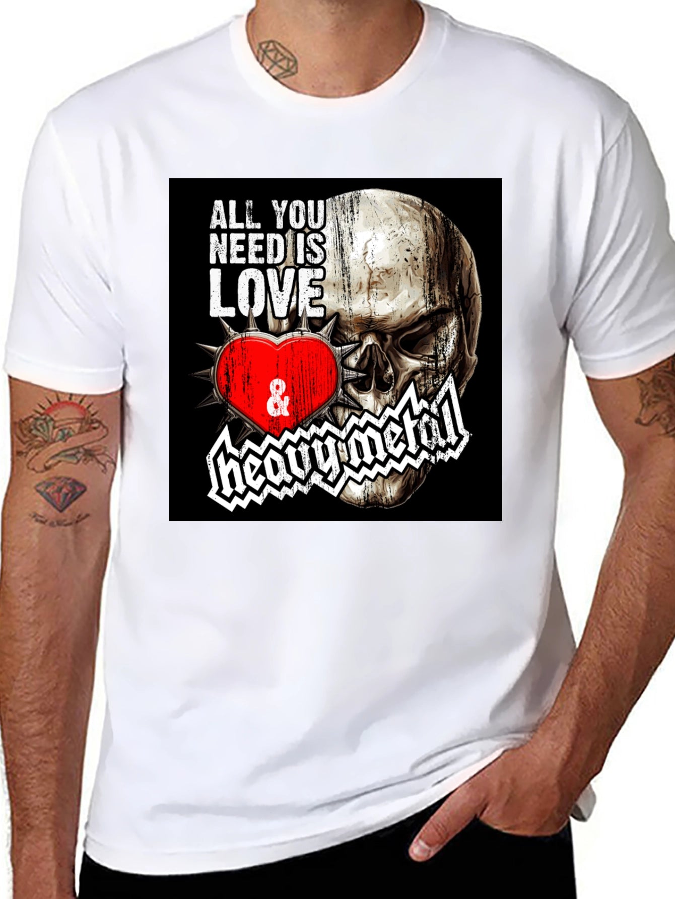 Camiseta Negra Calavera Love & Heavy Metal