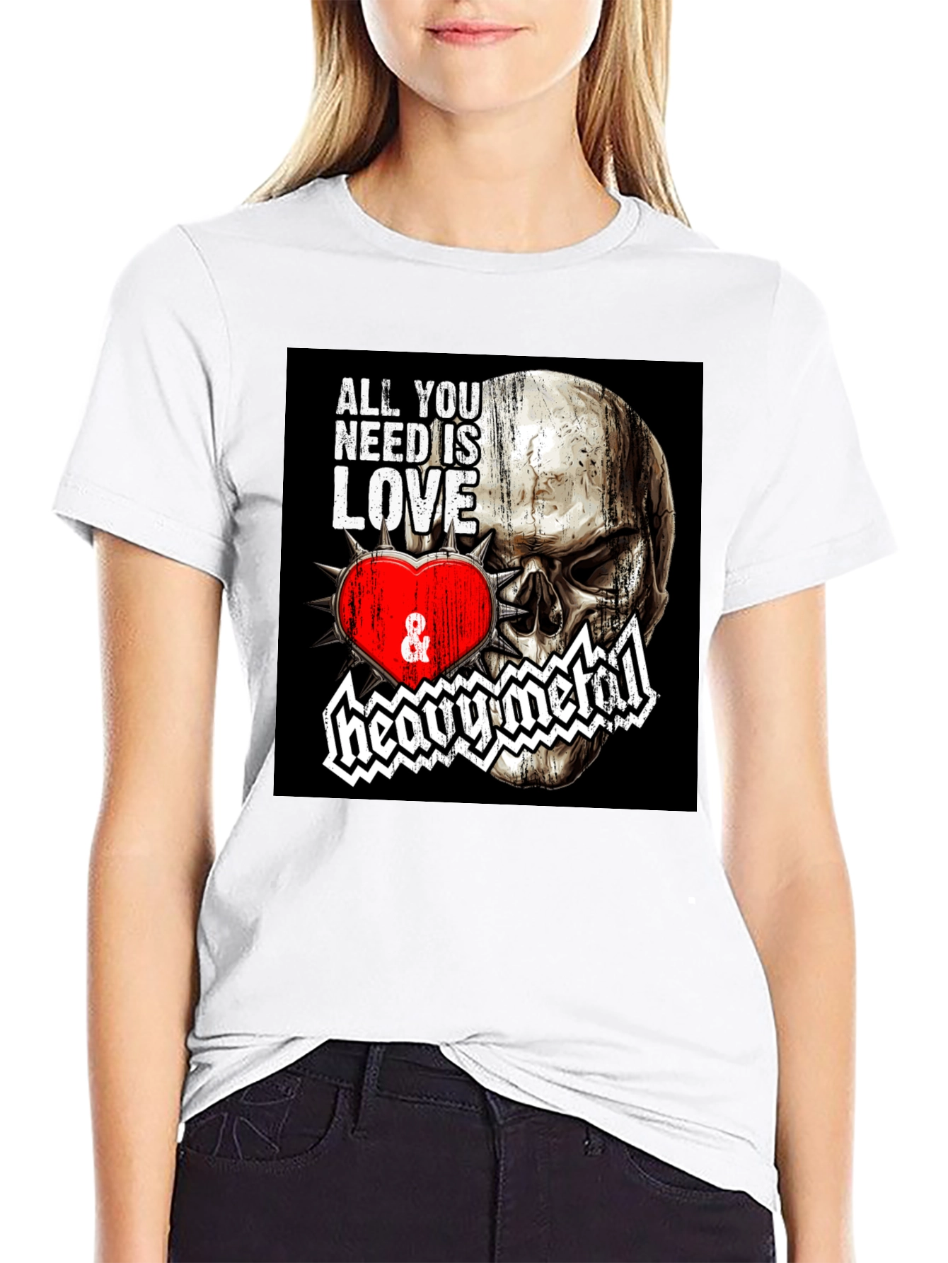 Camiseta Negra Calavera Love & Heavy Metal