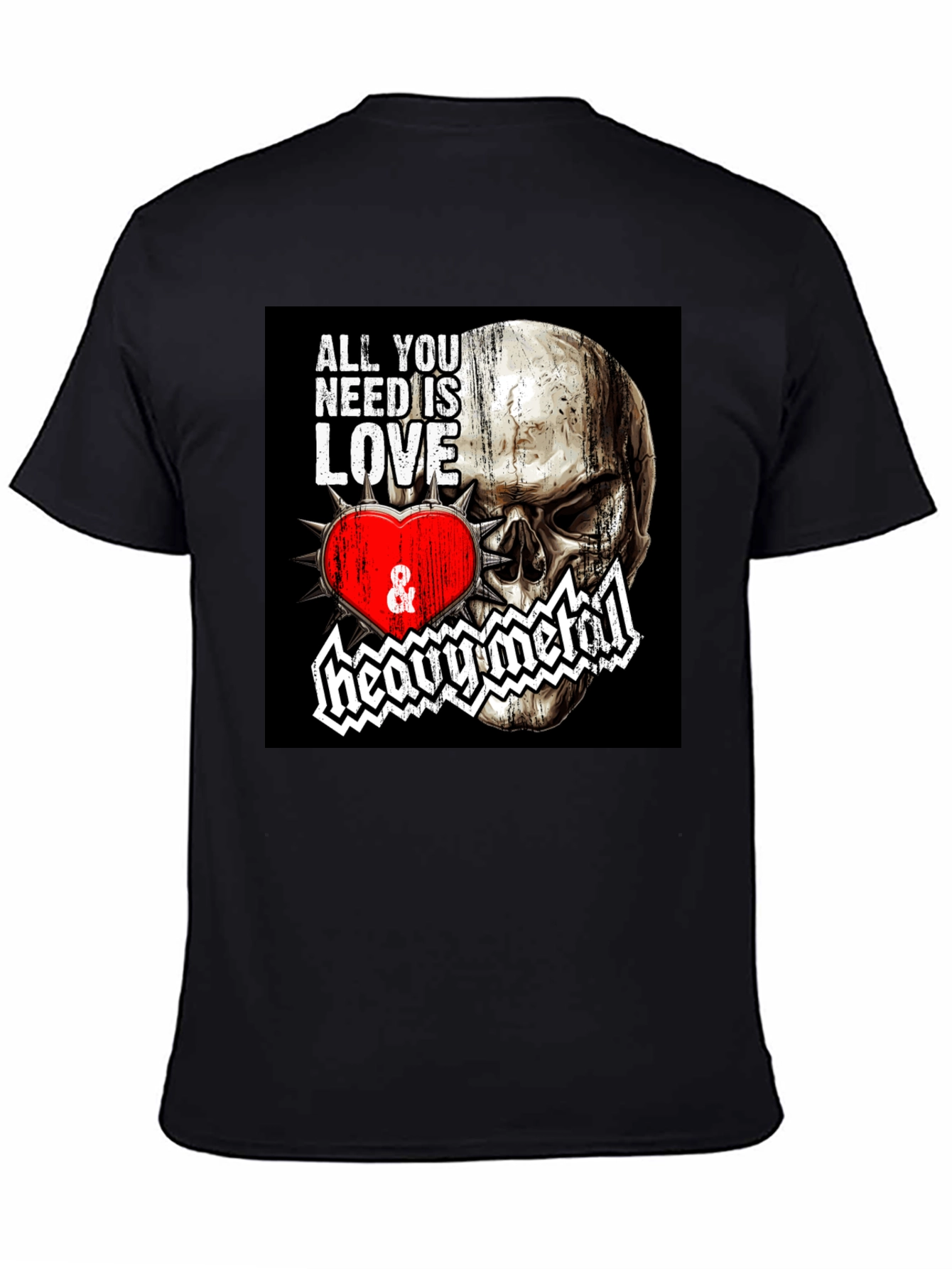 Camiseta Negra Calavera Love & Heavy Metal