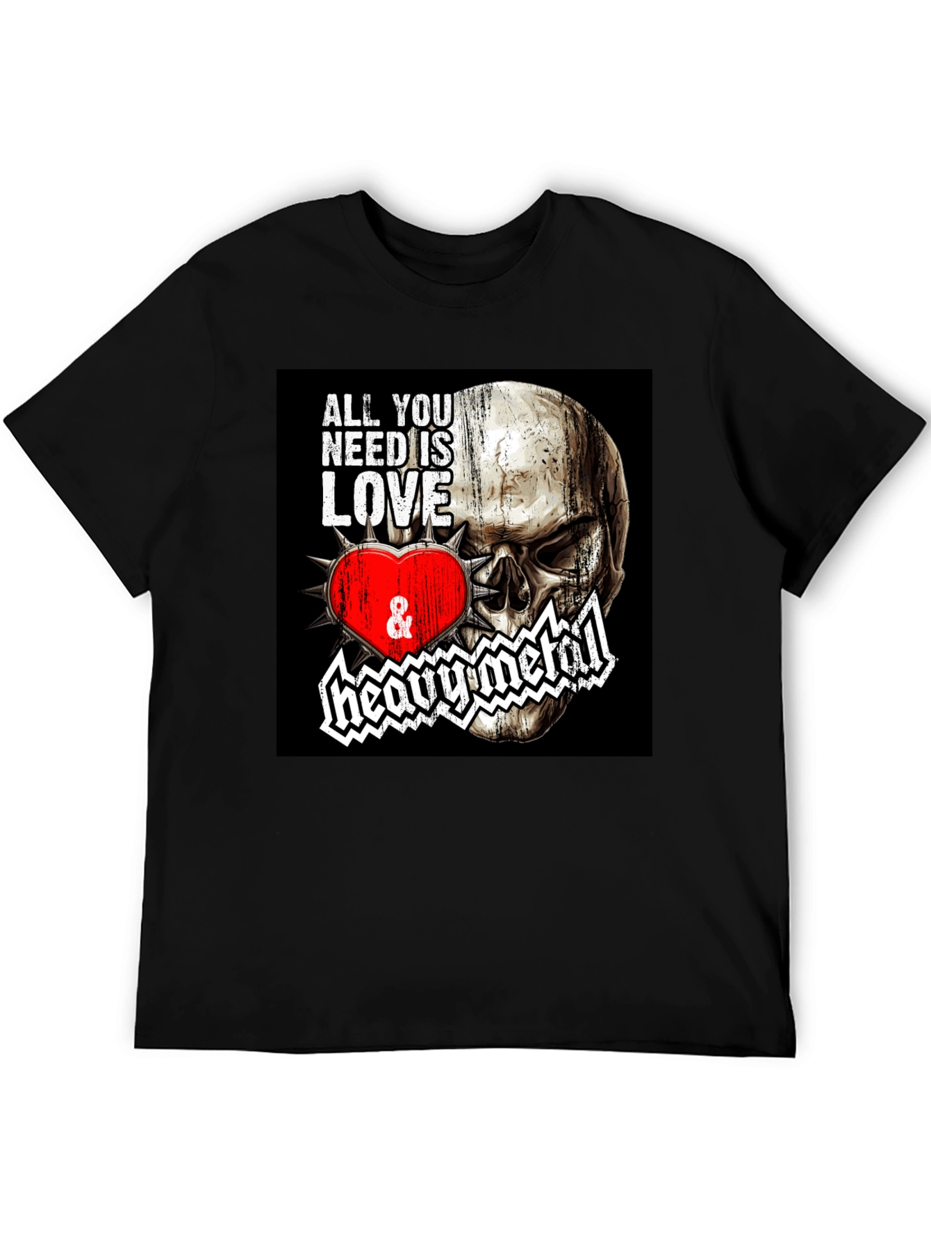 Camiseta Negra Calavera Love & Heavy Metal