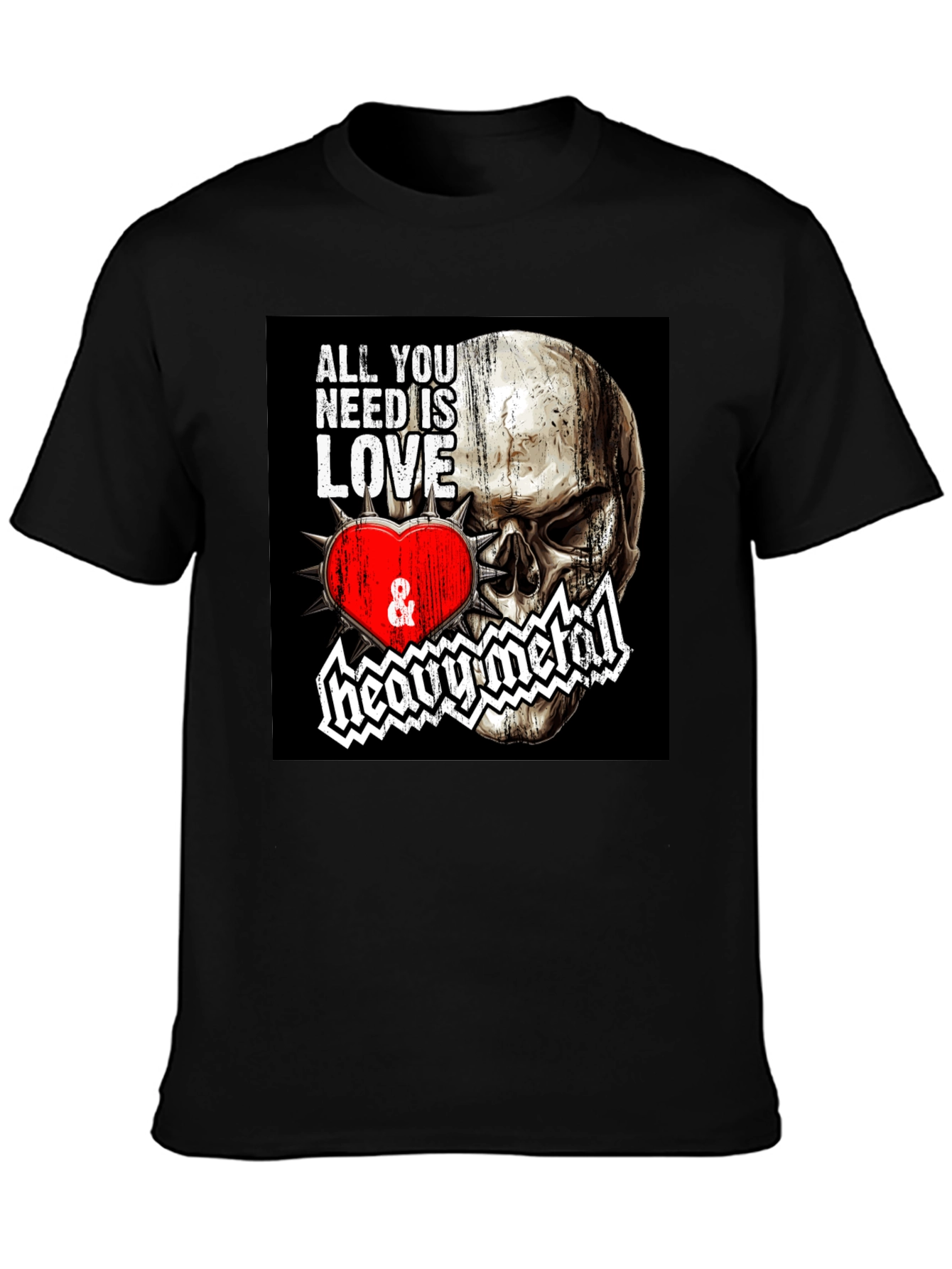 Camiseta Negra Calavera Love & Heavy Metal