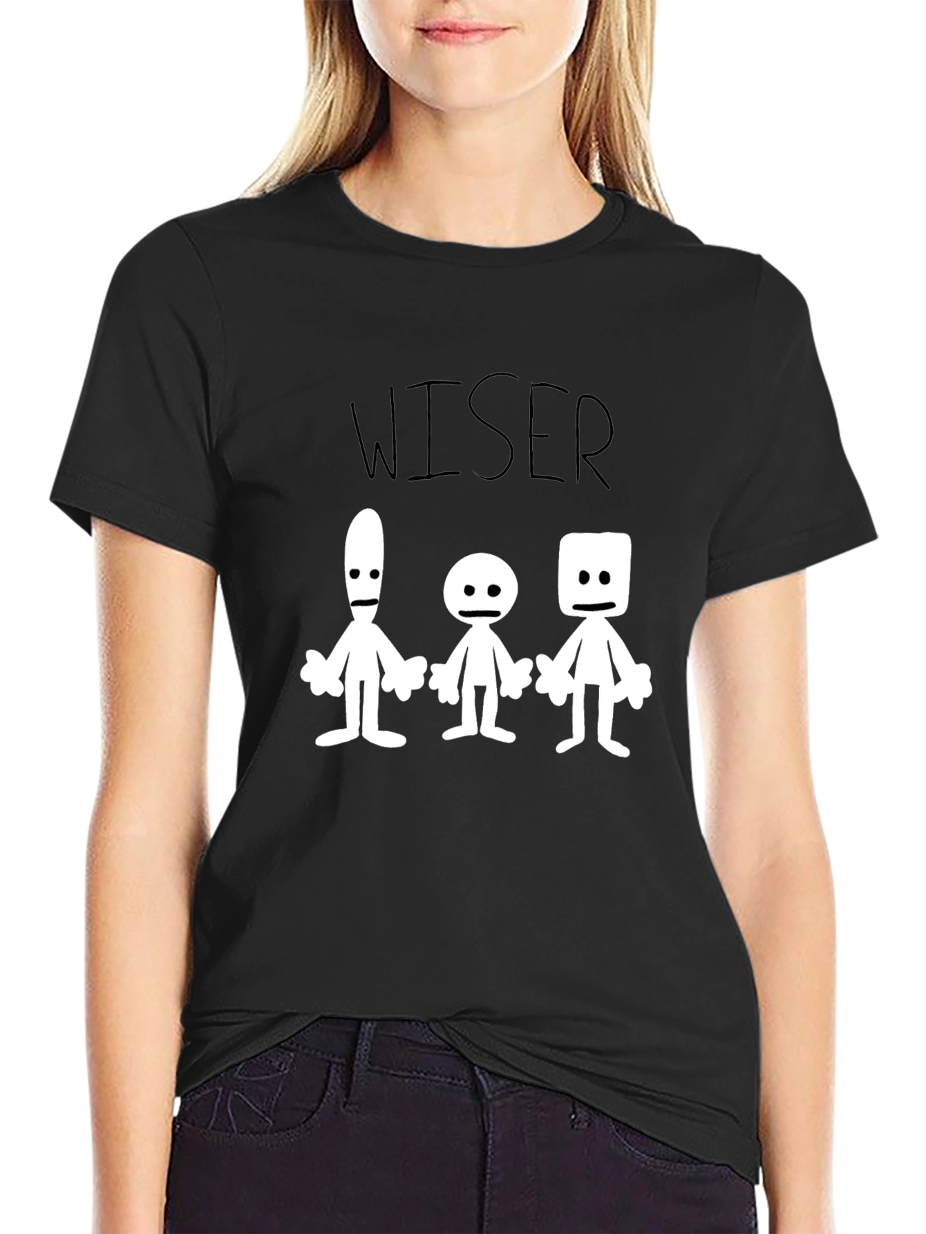 Camiseta Negra WISER con Dibujos Abstractos