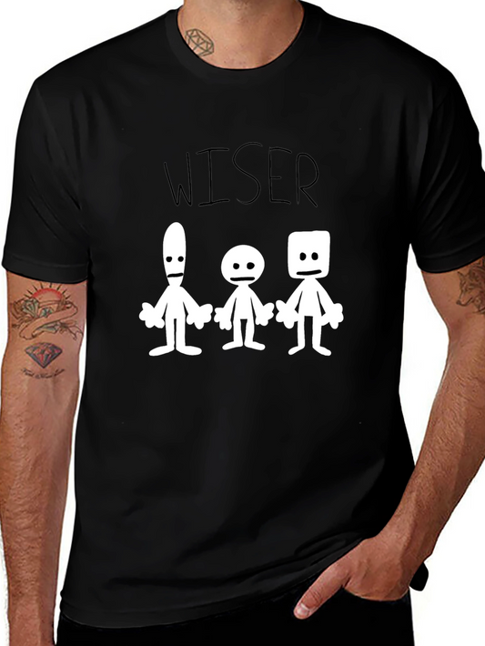 Camiseta Negra WISER con Dibujos Abstractos