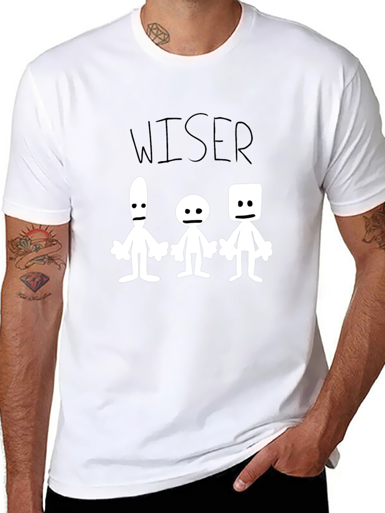 Camiseta Negra WISER con Dibujos Abstractos