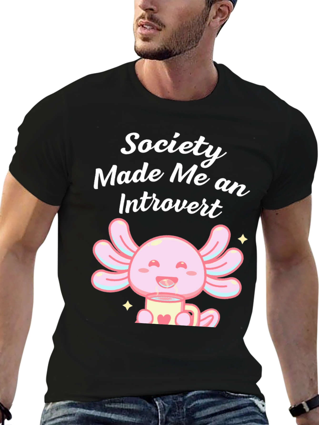 Camiseta Negra: Society Made Me an Introvert