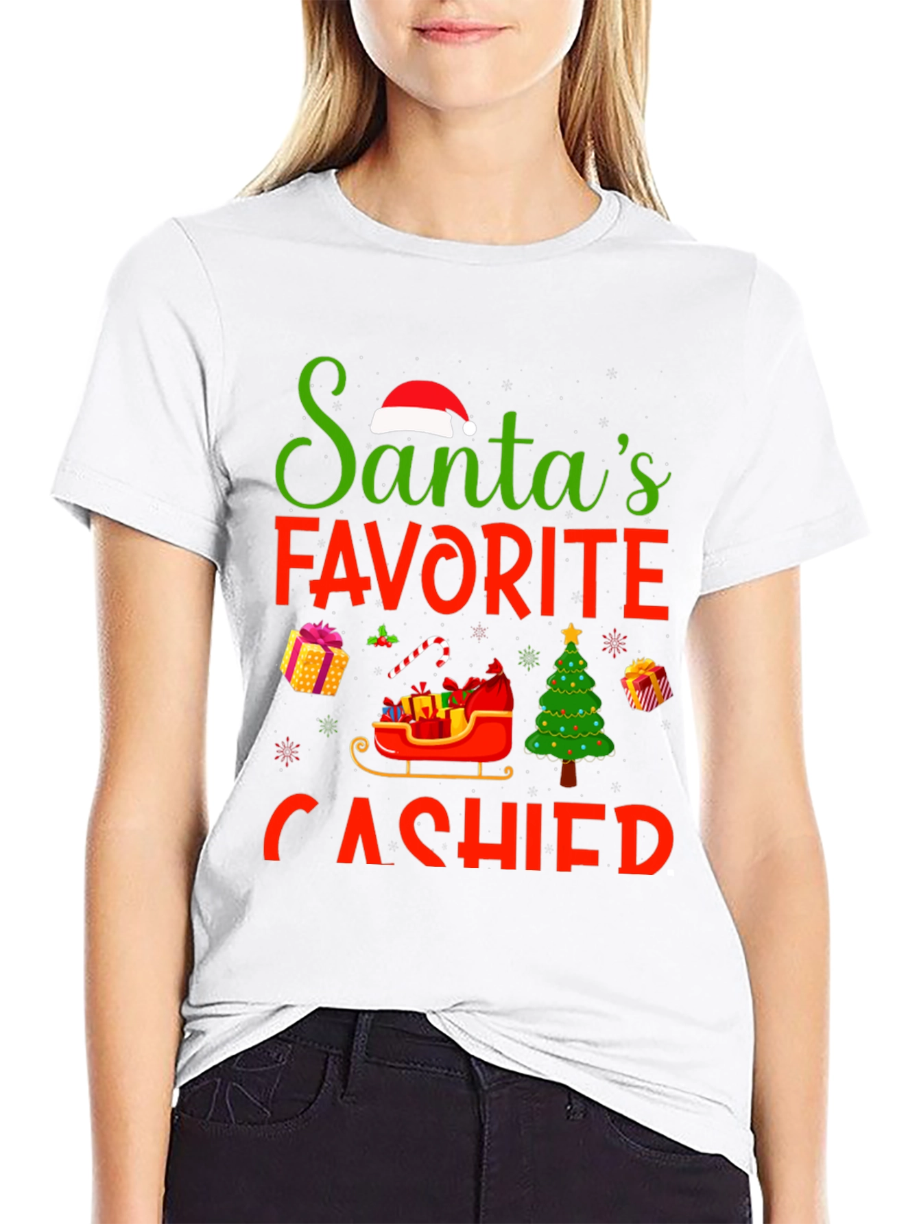 Camiseta Navideña Favorita de Santa para Cajeros