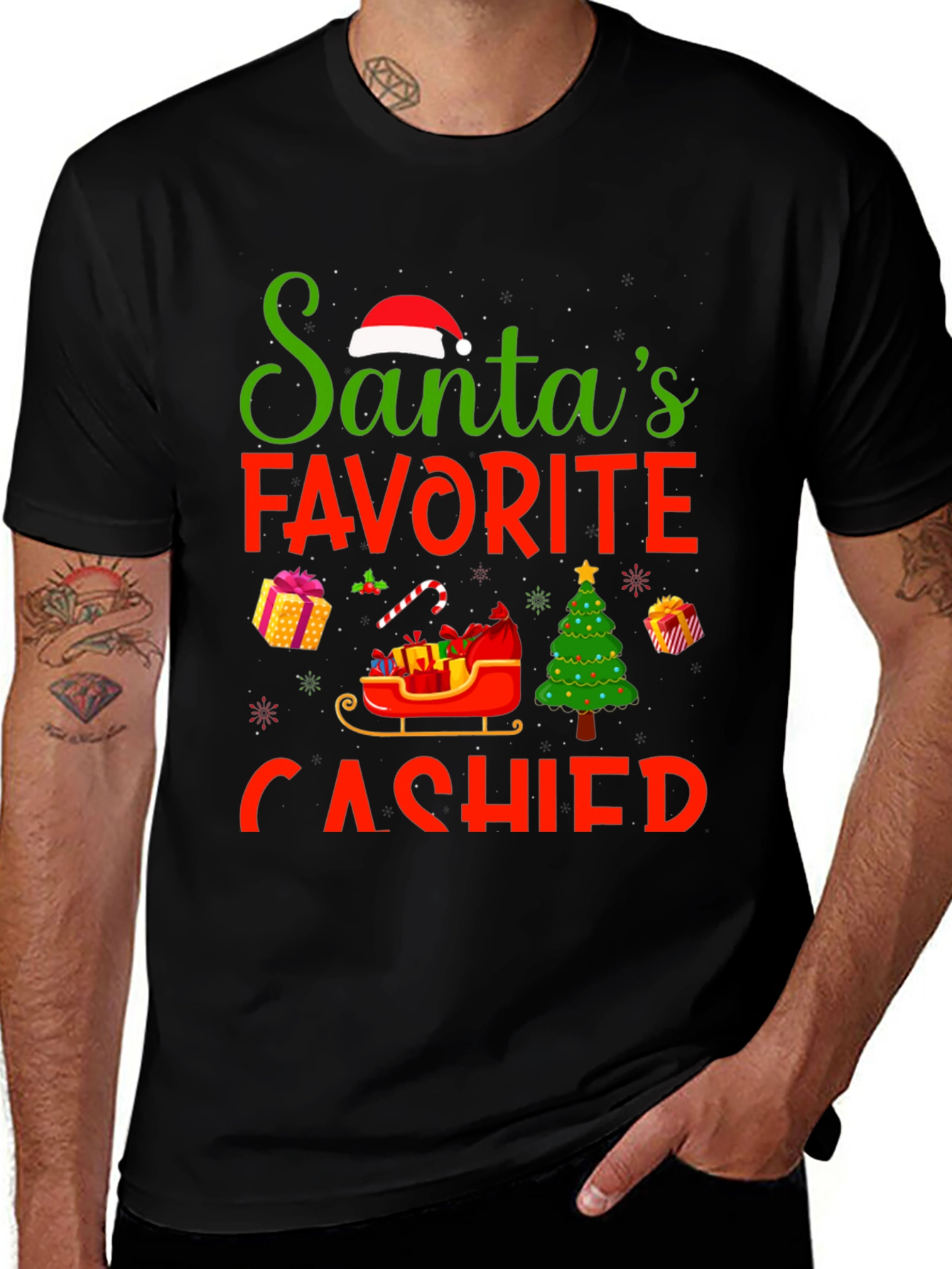 Camiseta Navideña Favorita de Santa para Cajeros