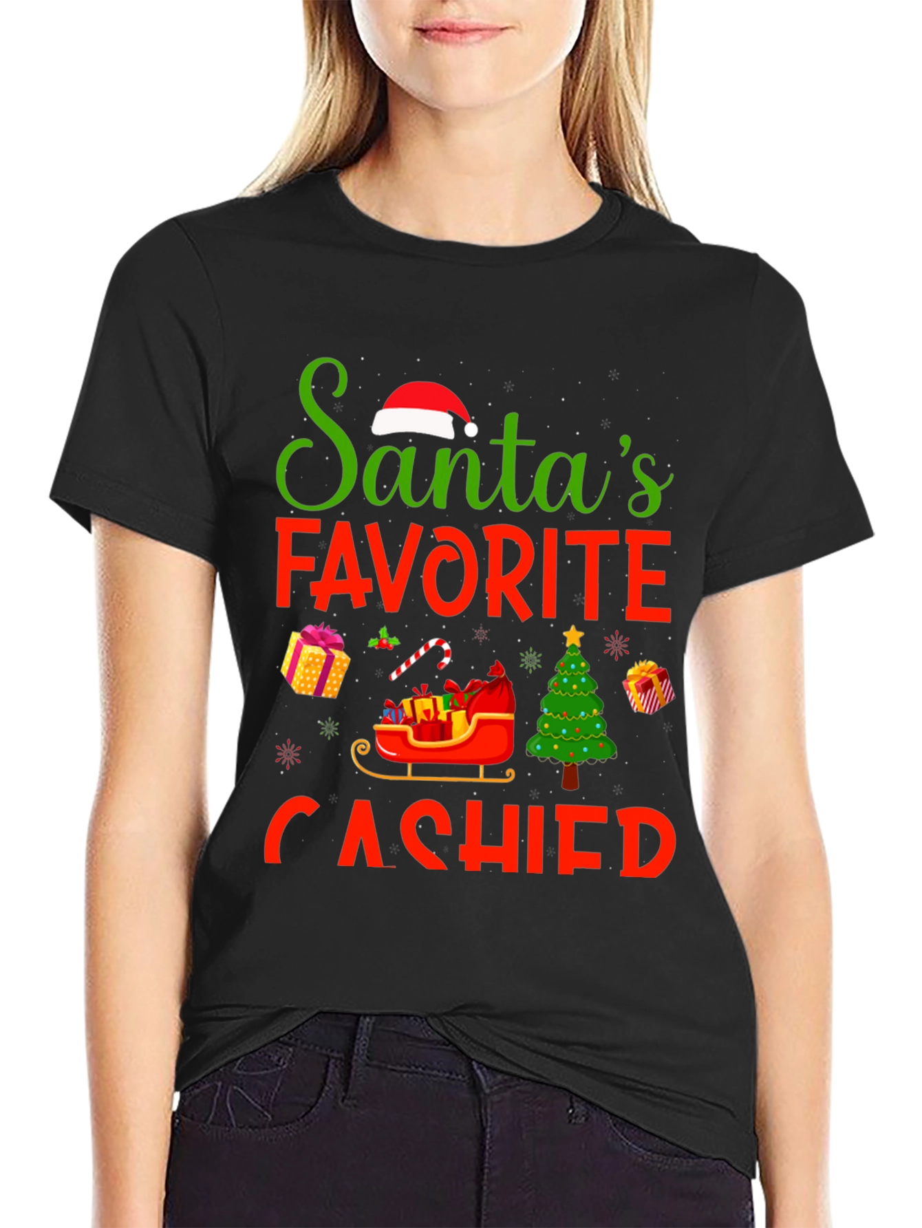 Camiseta Navideña Favorita de Santa para Cajeros