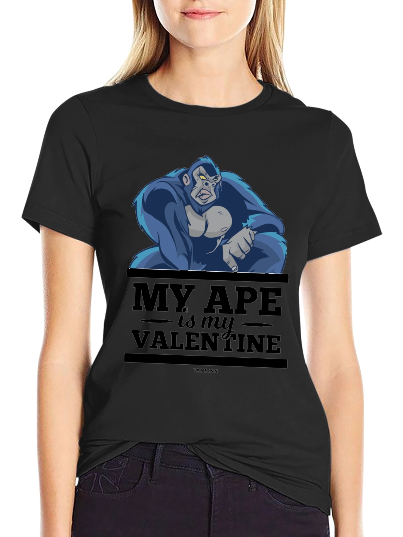 Camiseta Negra Mi Mono es mi Valentín