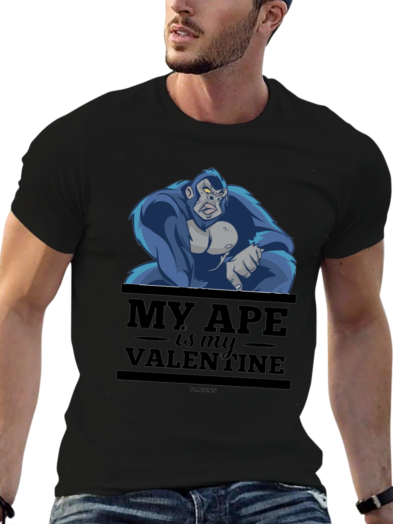 Camiseta Negra Mi Mono es mi Valentín