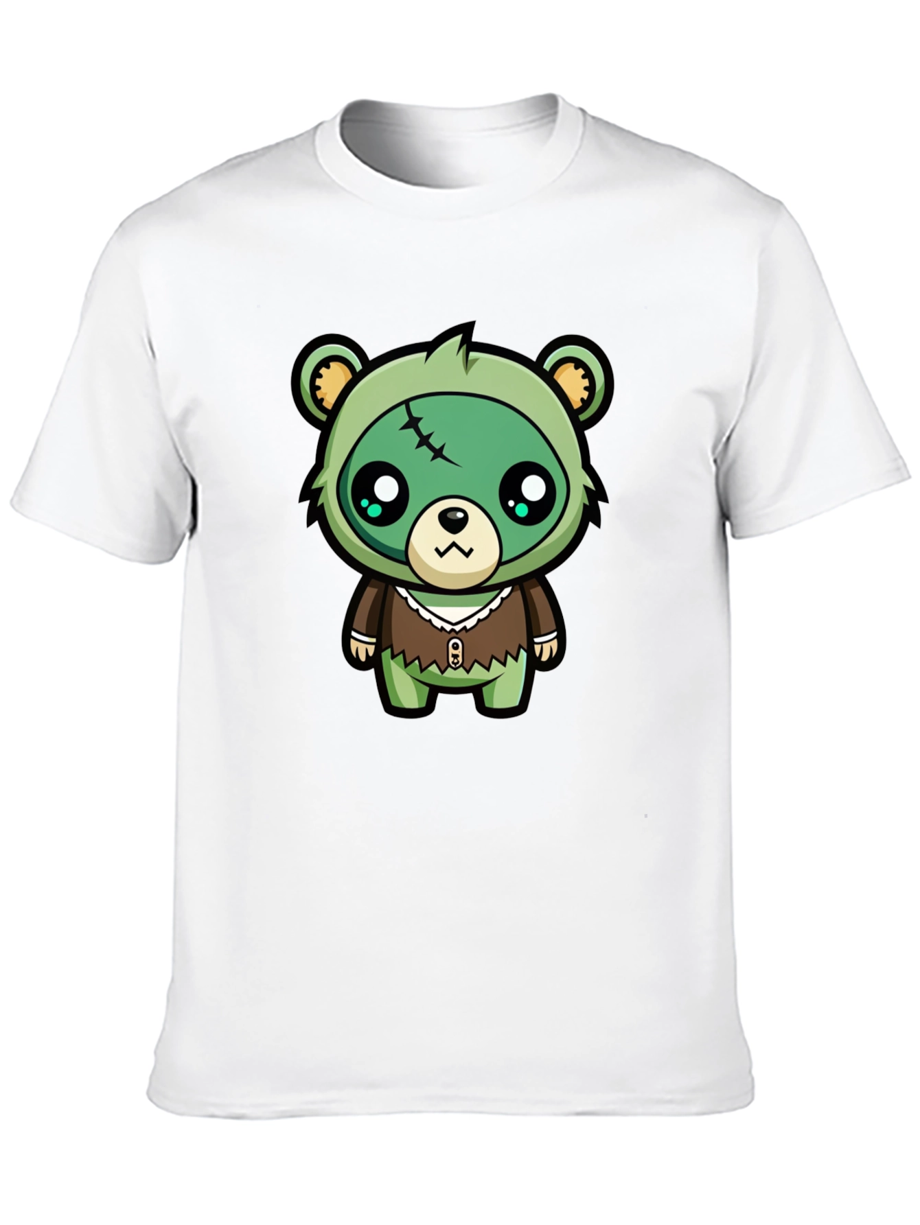 Camiseta Negra con Dibujo de Oso Zombie