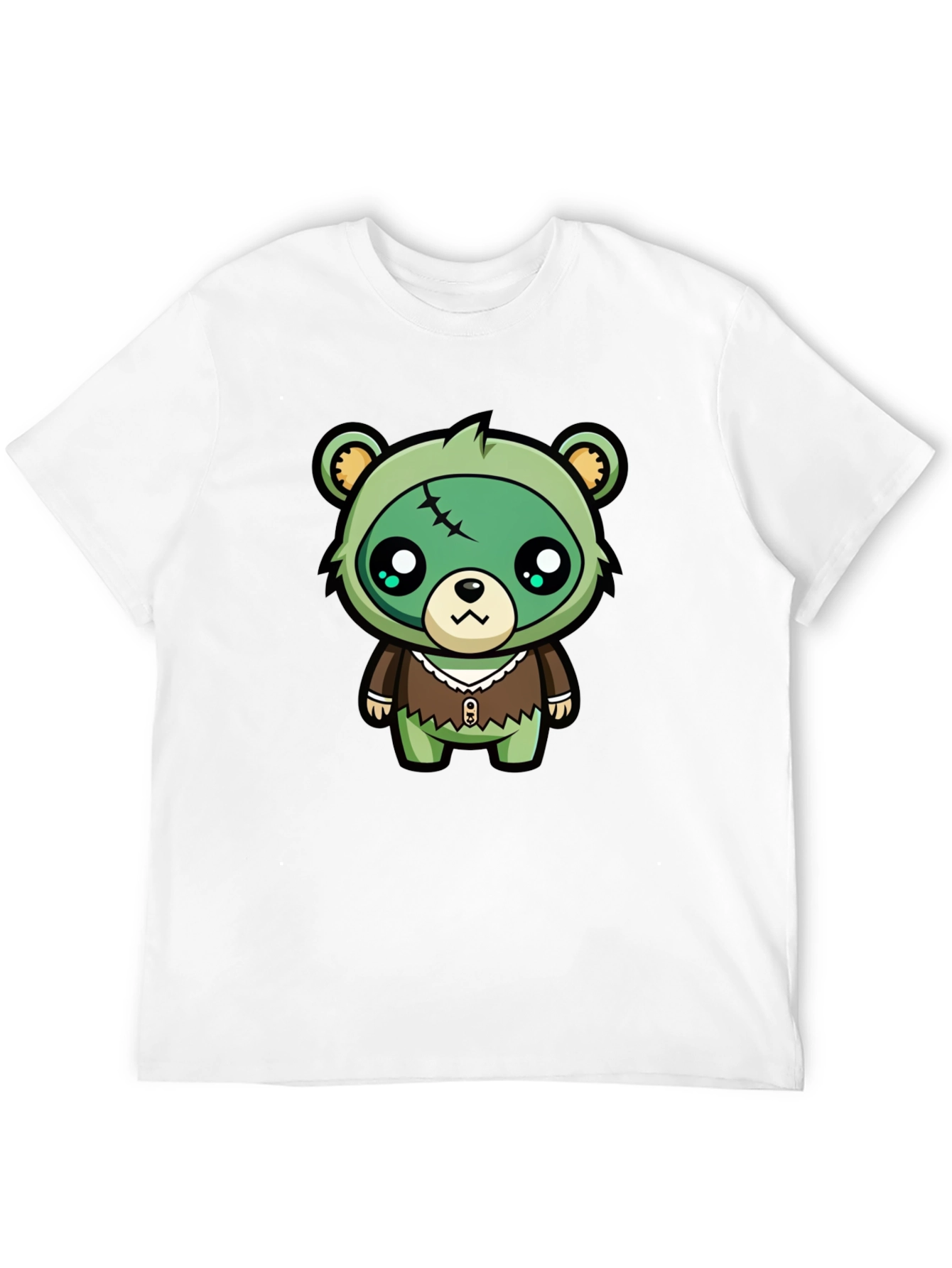 Camiseta Negra con Dibujo de Oso Zombie